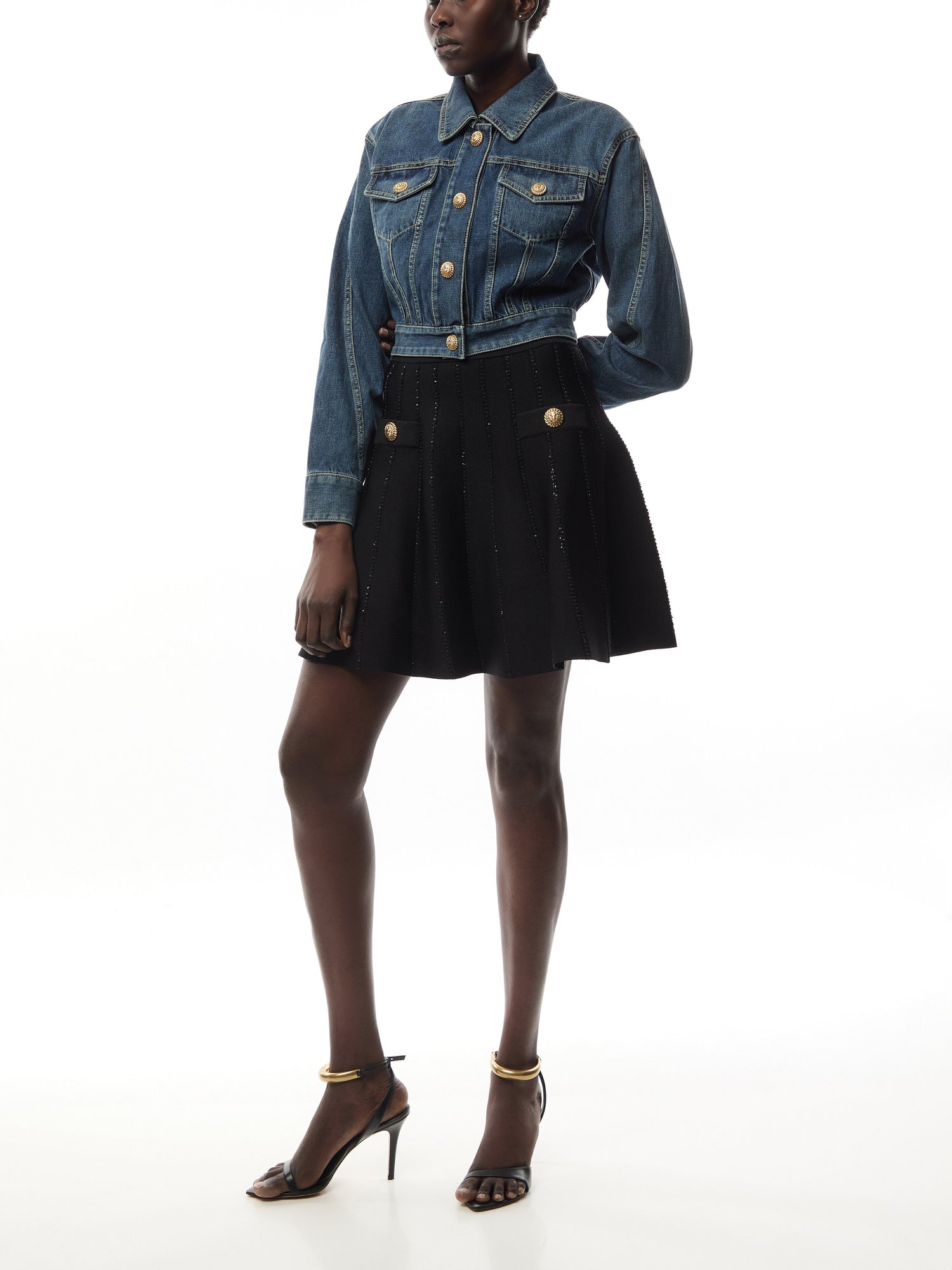 2 Pkts Glitter Flare Short Knit Skirt
