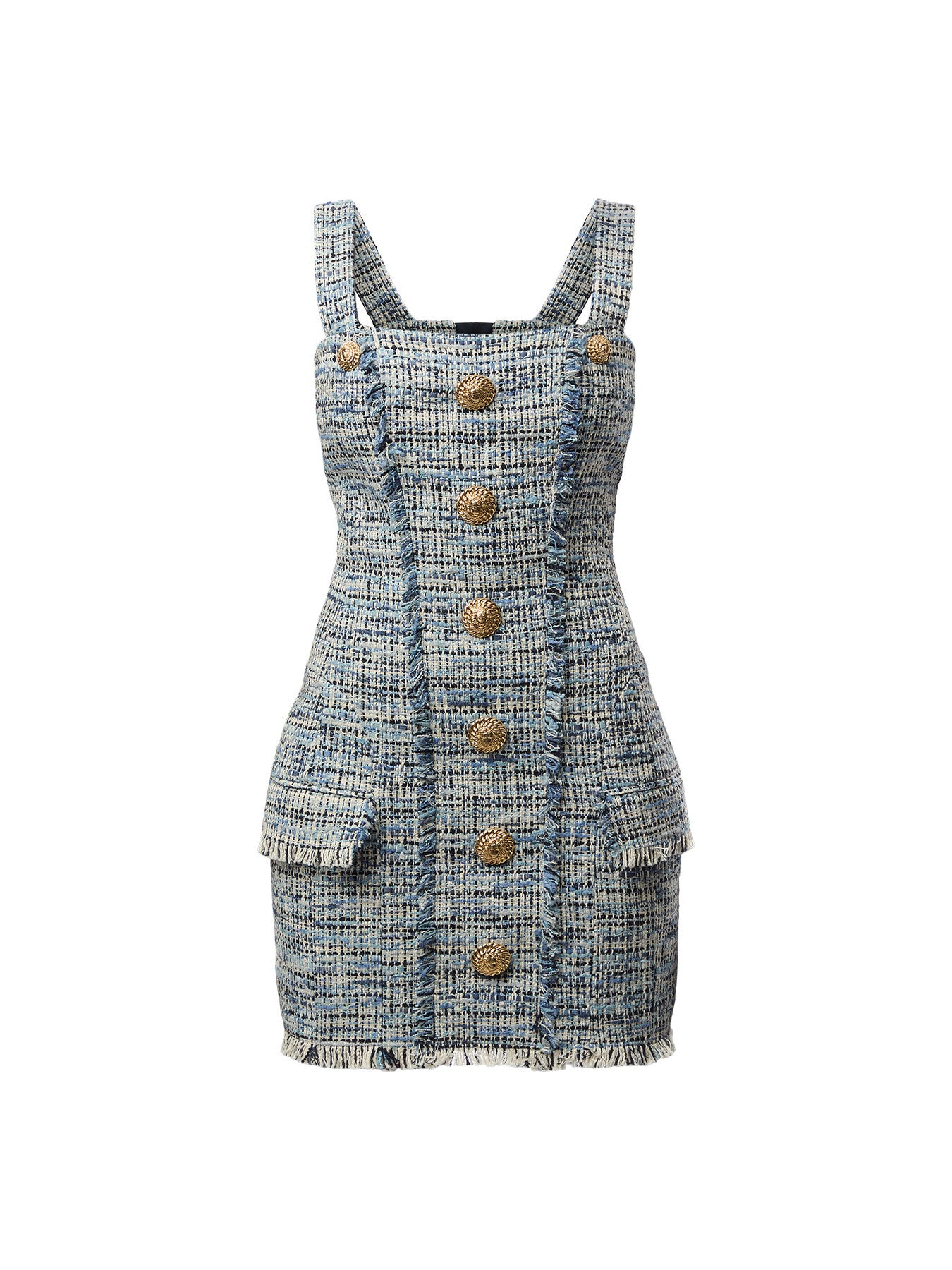 Short Tweed Dress With Straps