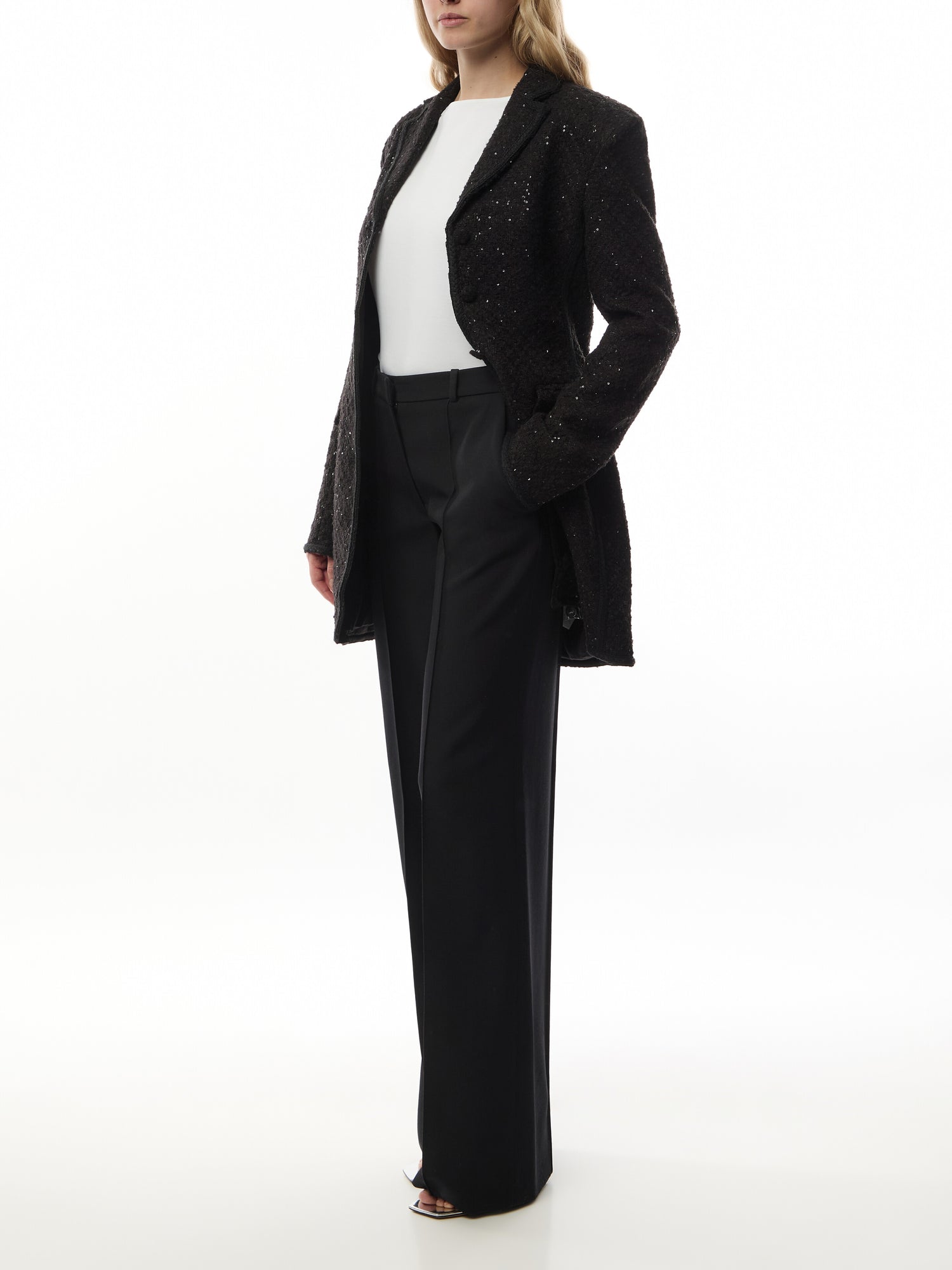 2 Pockets Tailored Satin Pants