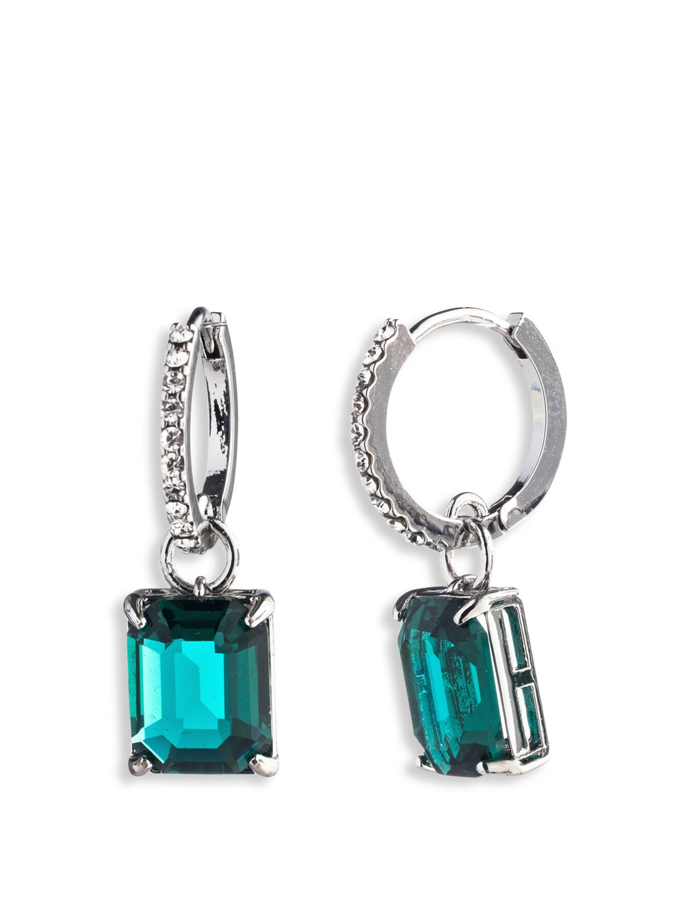 Stone Drop Huggies Earrings