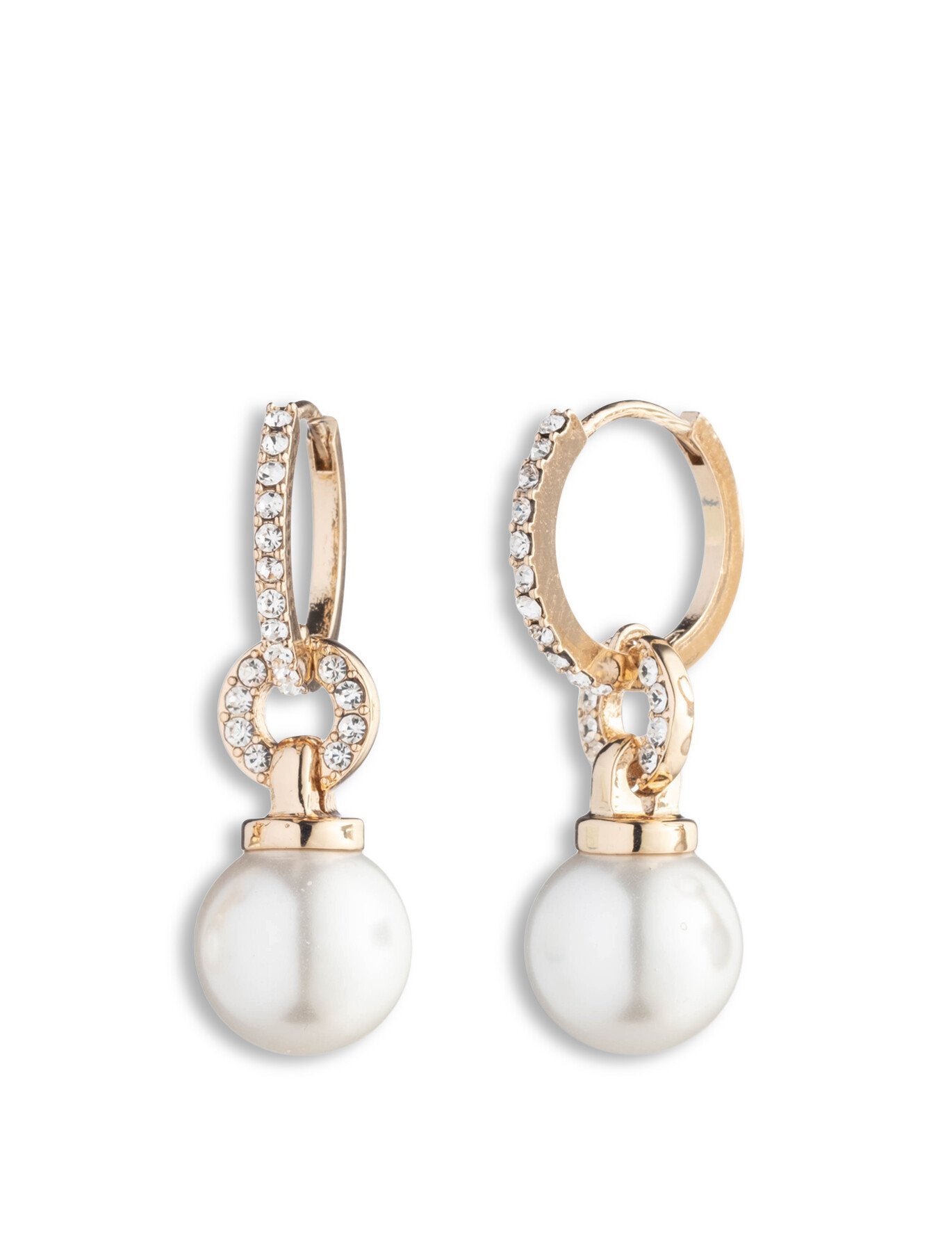 Pearl Huggie Drop Earrings