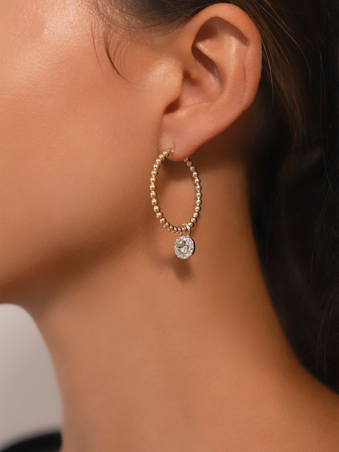 Pave Bead Hoop Earrings