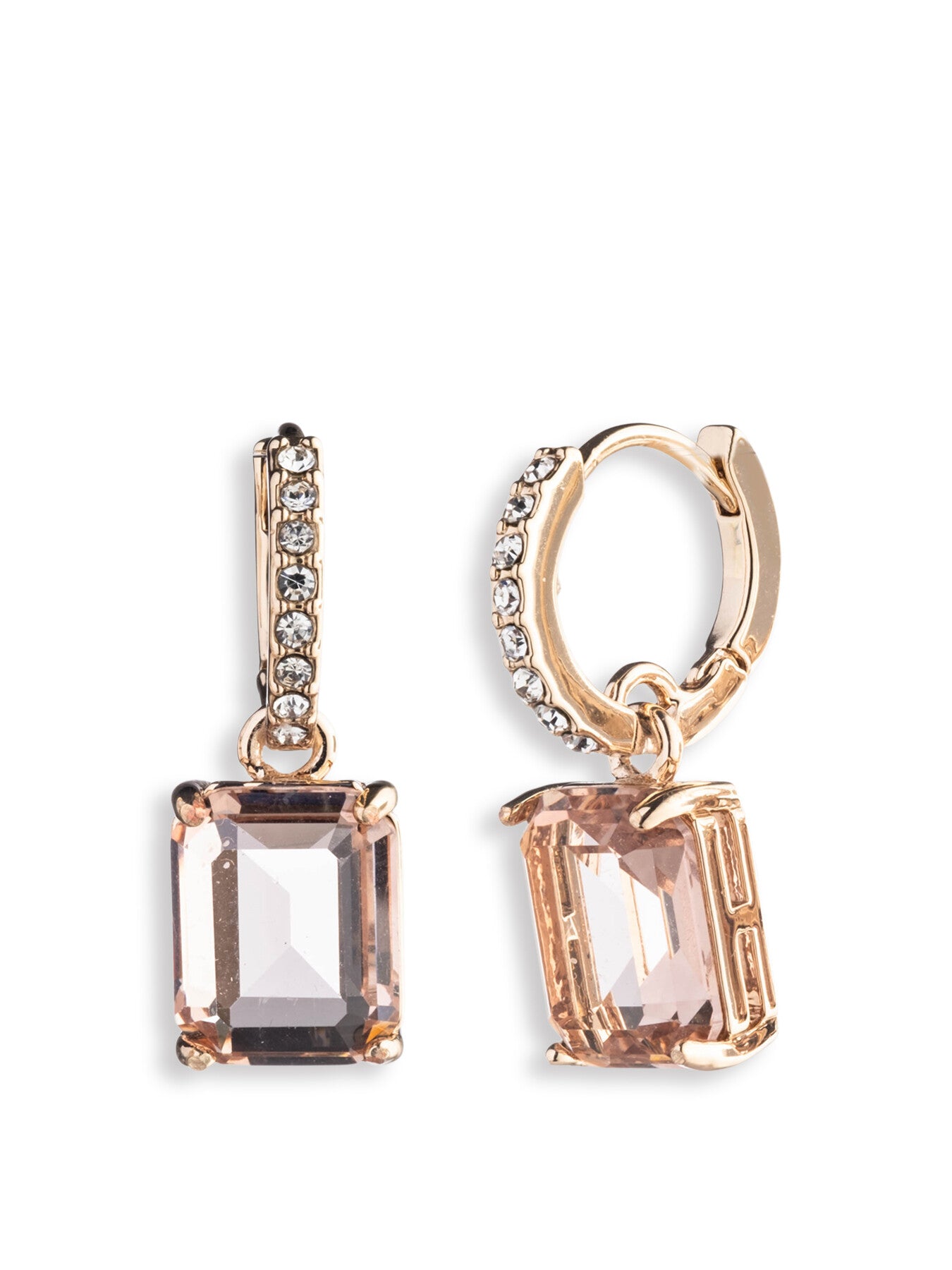 Stone Huggie Drop Earrings