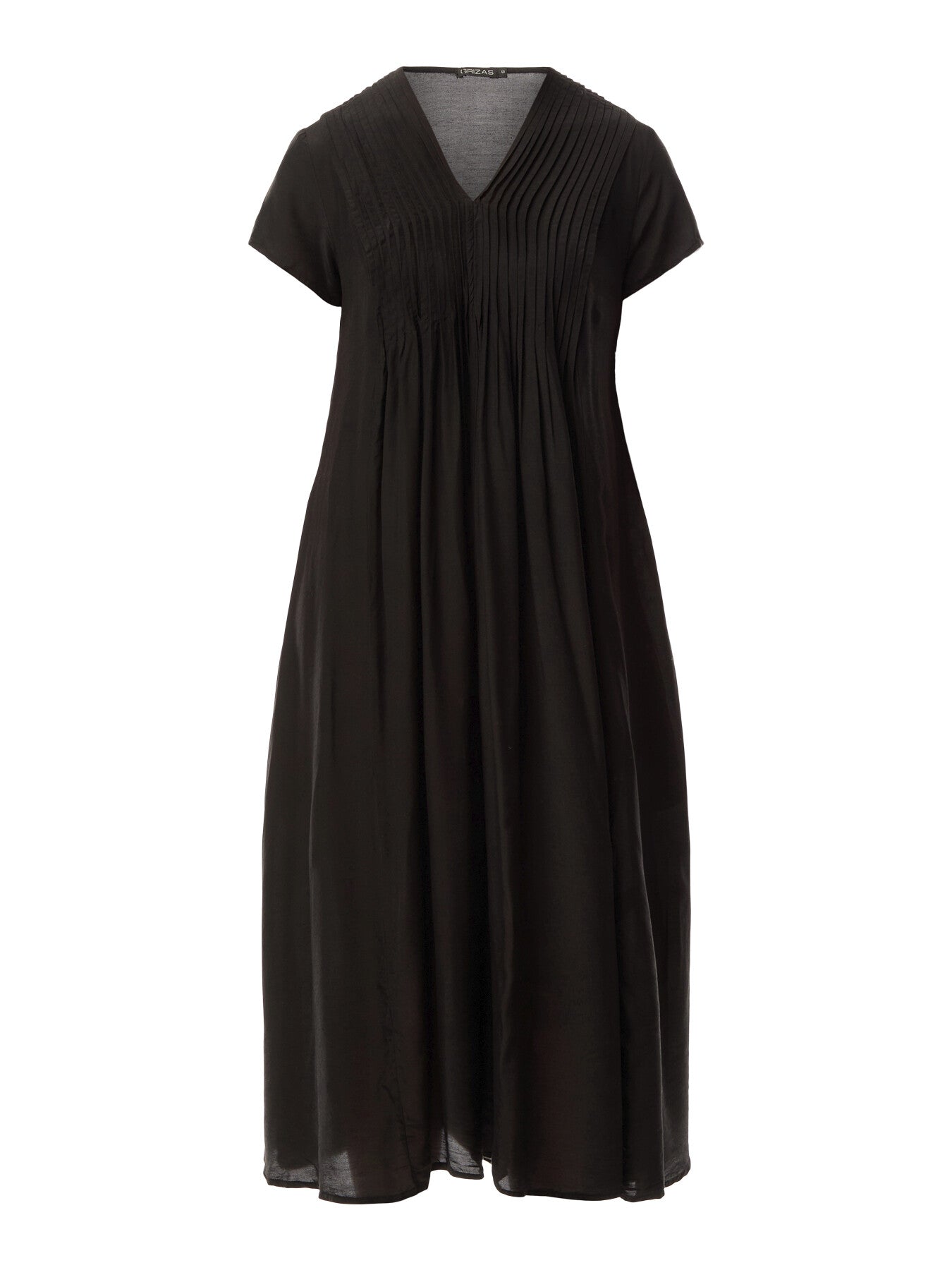V Neck Pleat Detail Short Sleeve Midi Dress