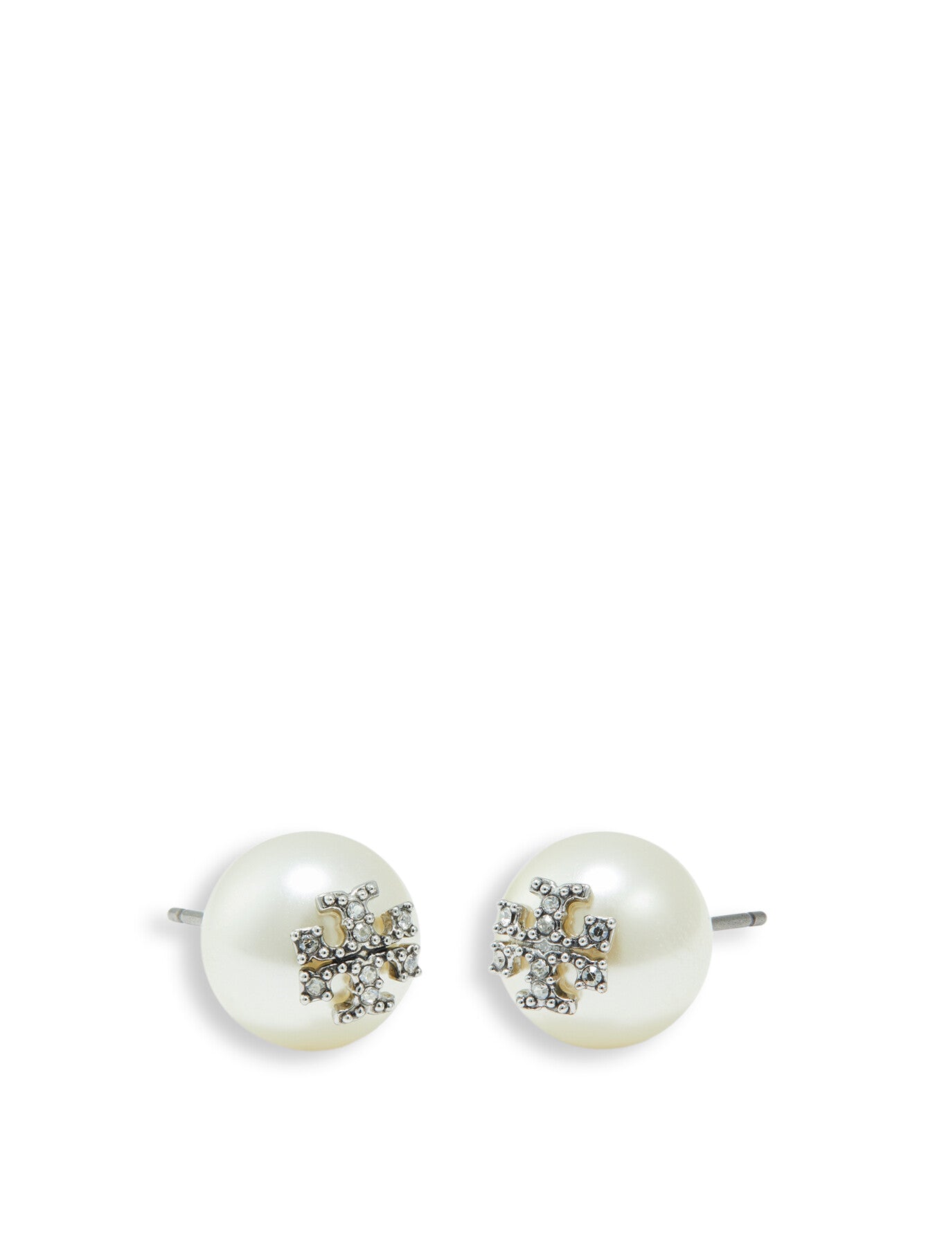 Kira Pearl Pave Logo Stud Earrings