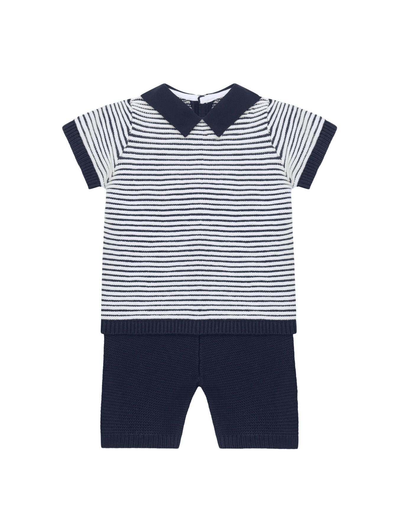 Jerry Navy Boys Stripe Knit Top and Shorts Set