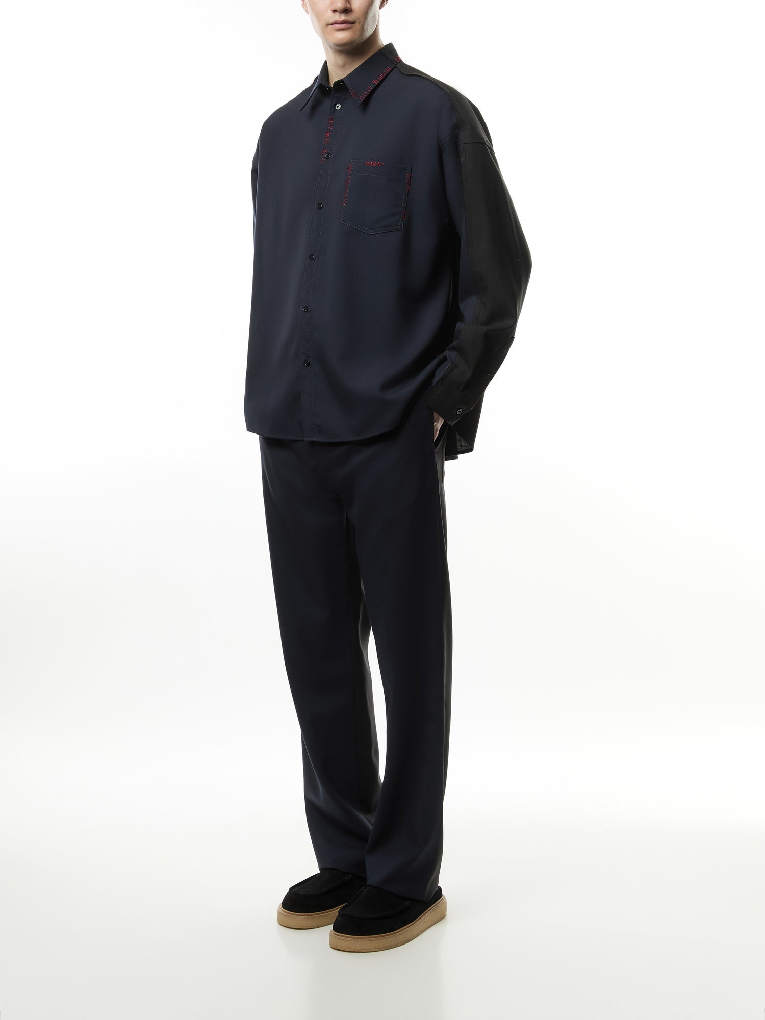Tropical Wool Straight Leg Trousers