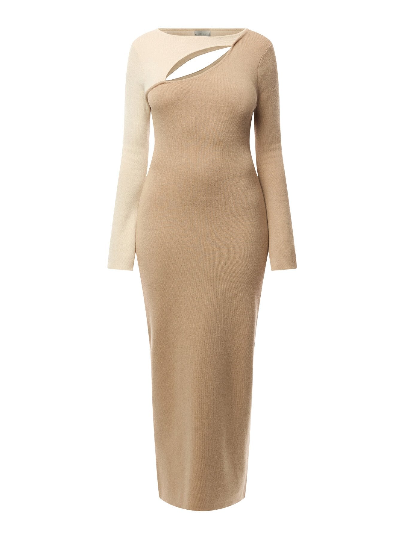 Brogan Contrast Knit Dress - Beige and Cream