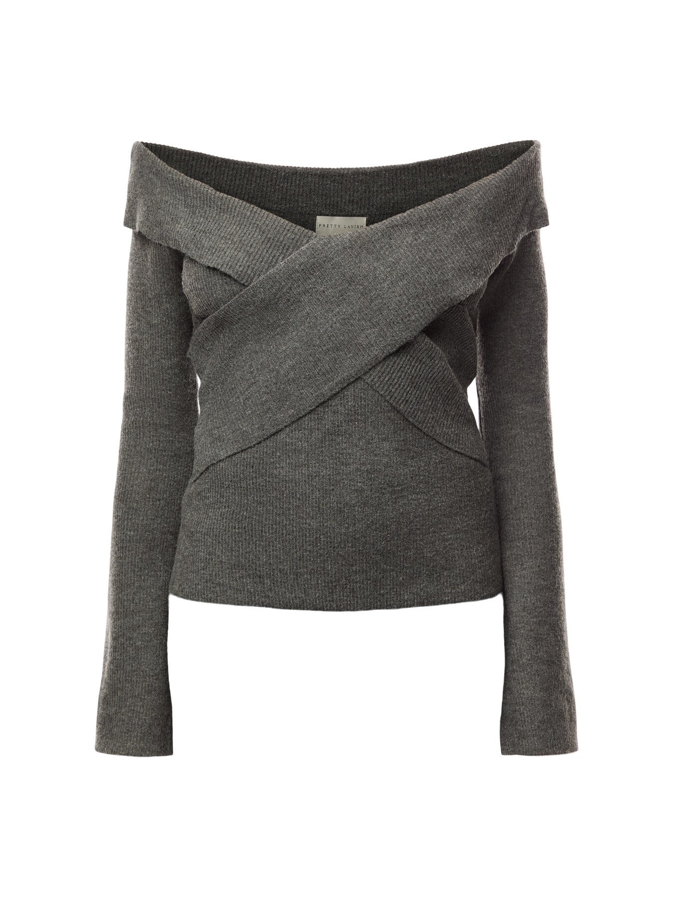 Daphne Cross Over Knit Top - Dark Grey