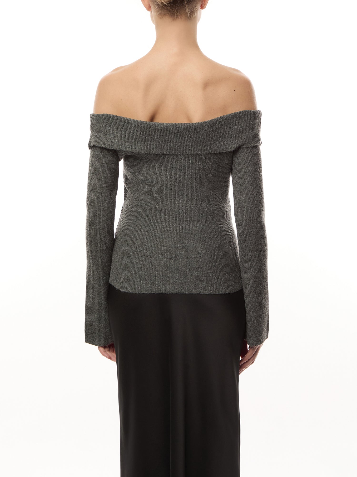Daphne Cross Over Knit Top - Dark Grey