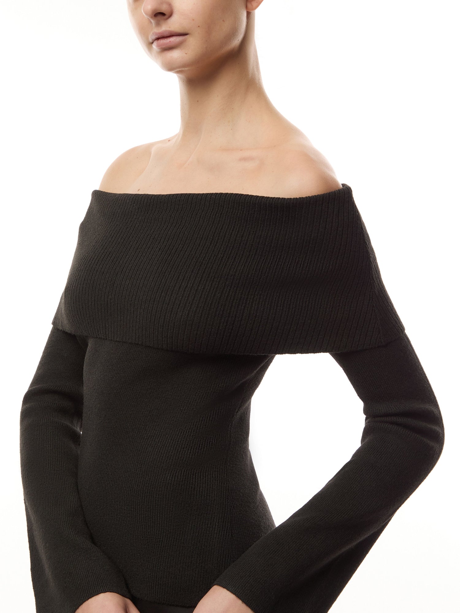 Soreya Bardot Knit Top - Black