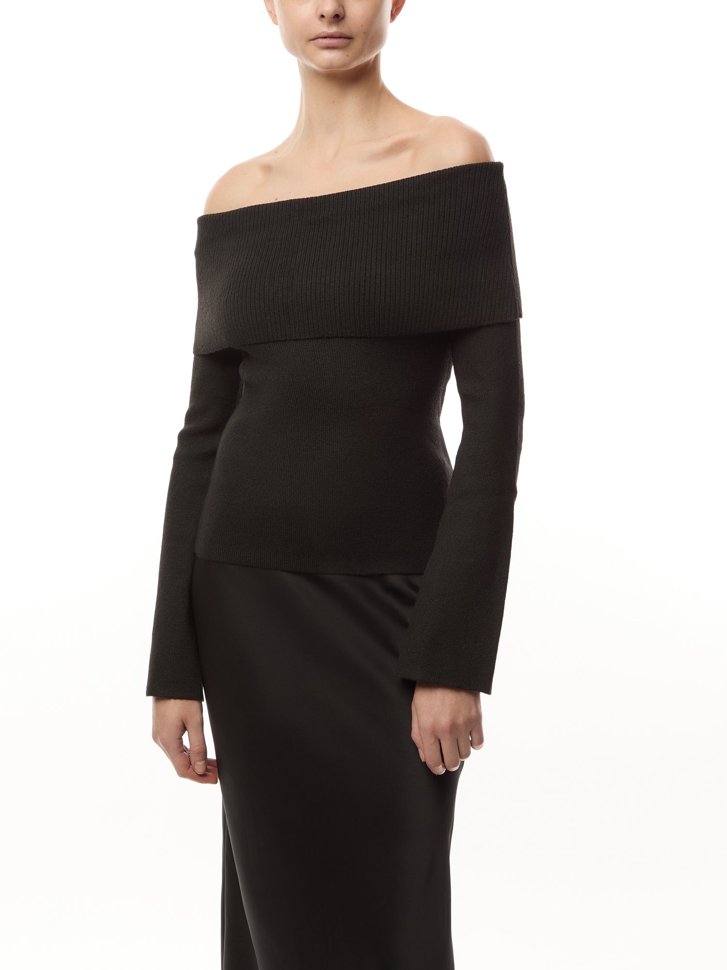 Soreya Bardot Knit Top - Black