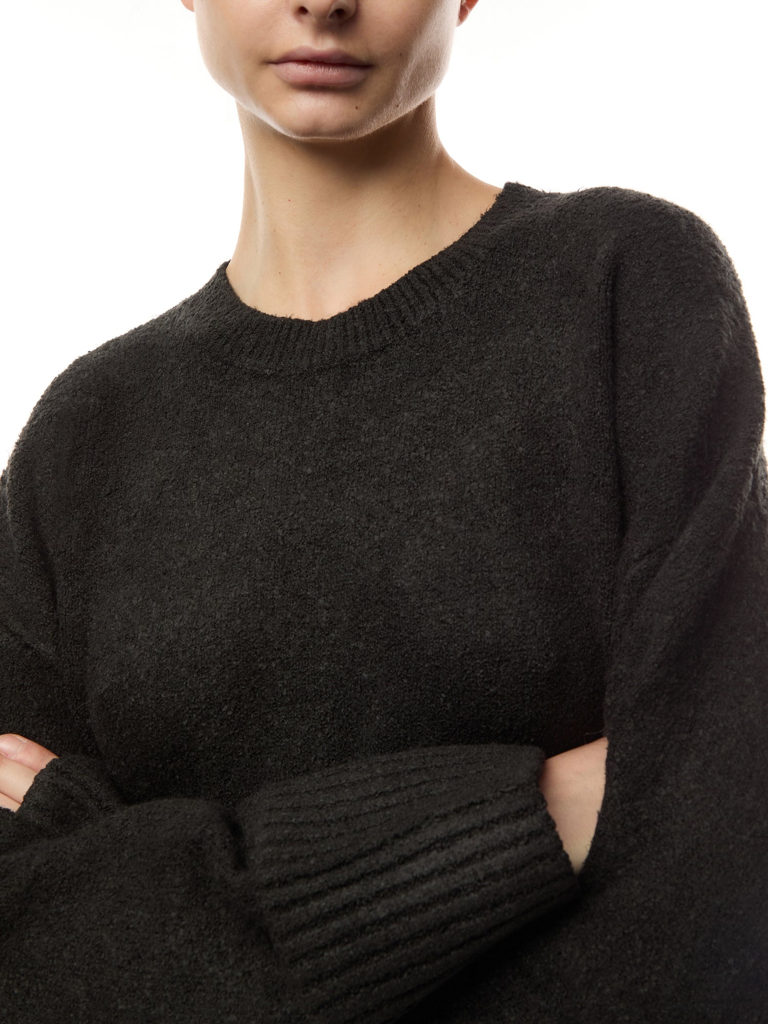 Camille Oversized Borg Jumper - Black
