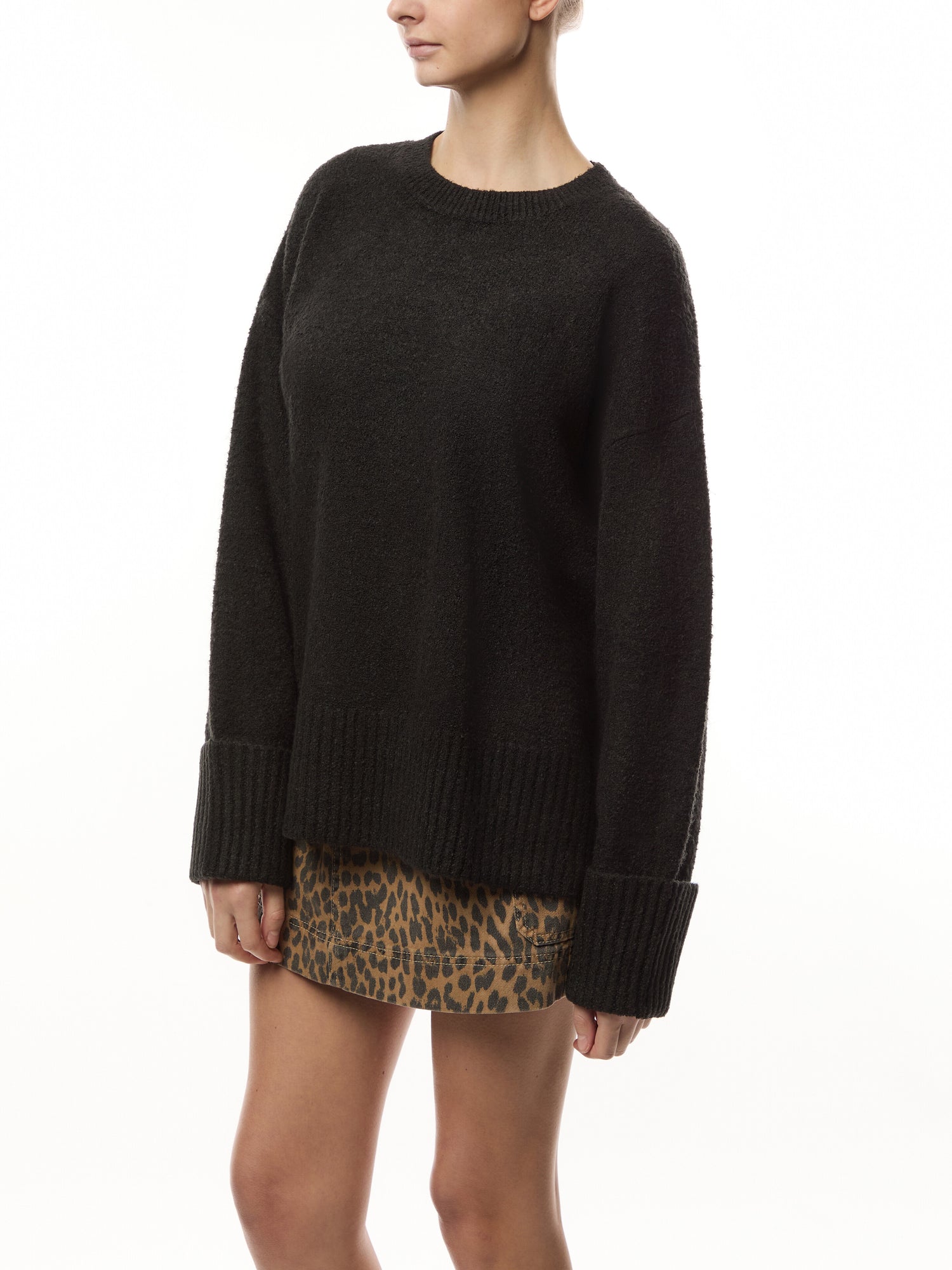 Camille Oversized Borg Jumper - Black
