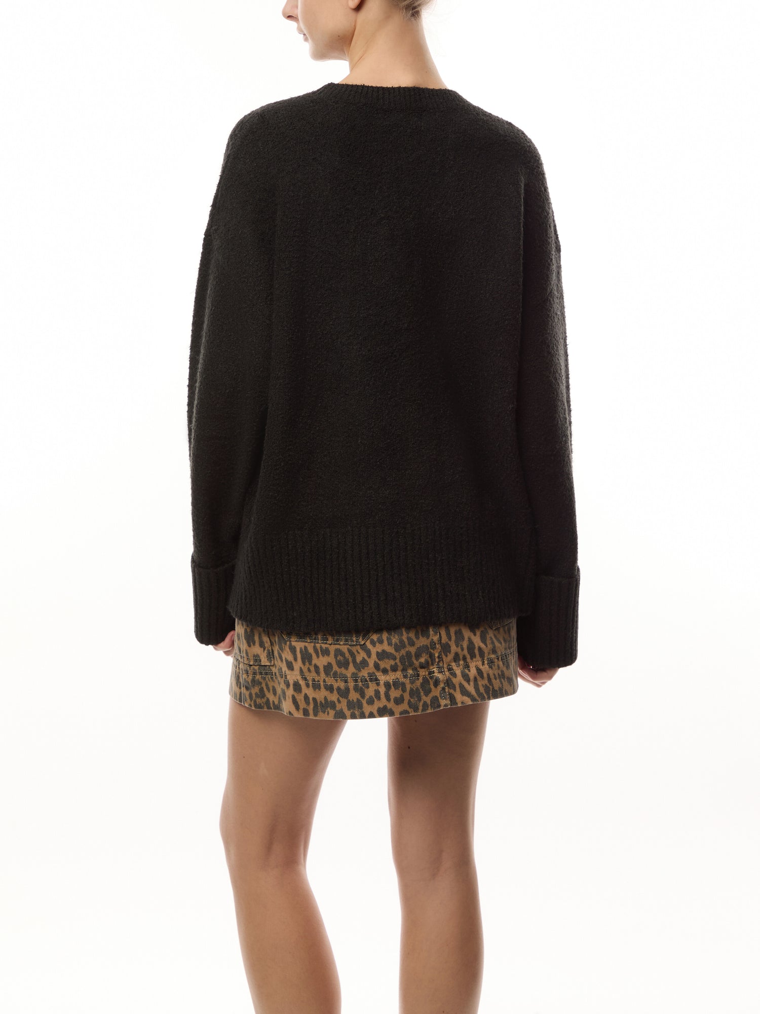 Camille Oversized Borg Jumper - Black
