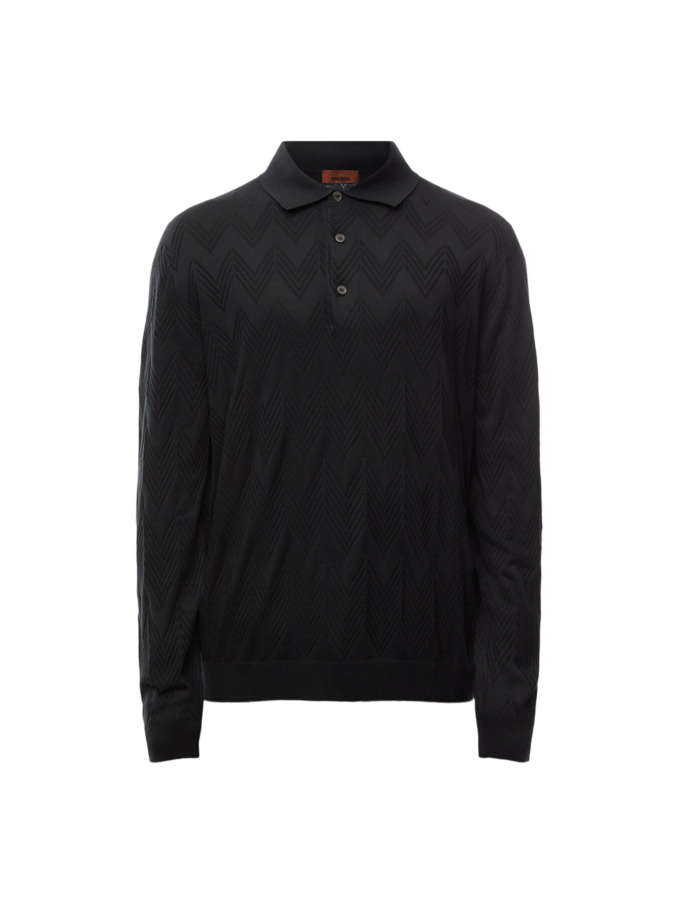 Tonal Zig Zag LS Knit Polo Shirt
