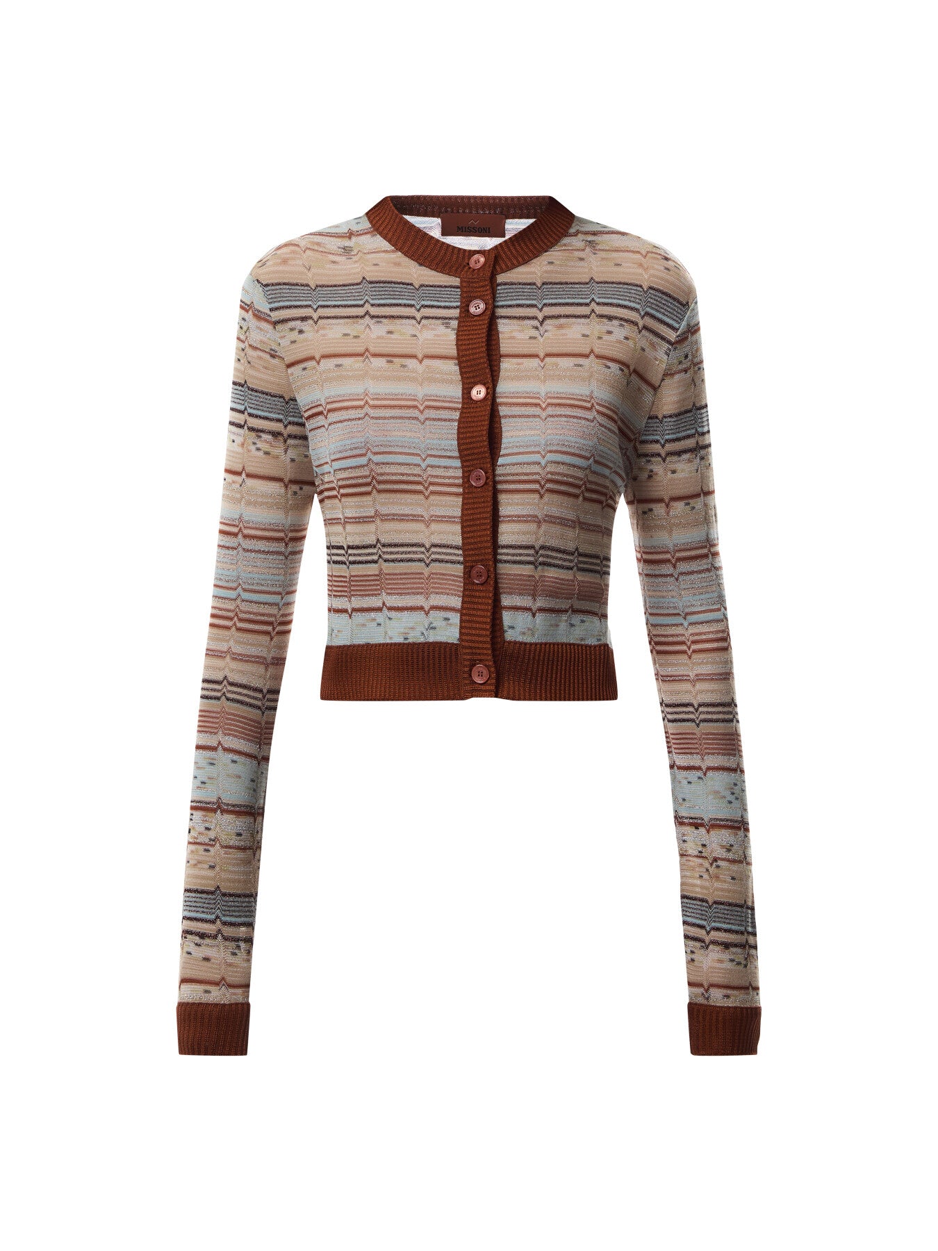Tonal Chevron Buttoned Cardigan