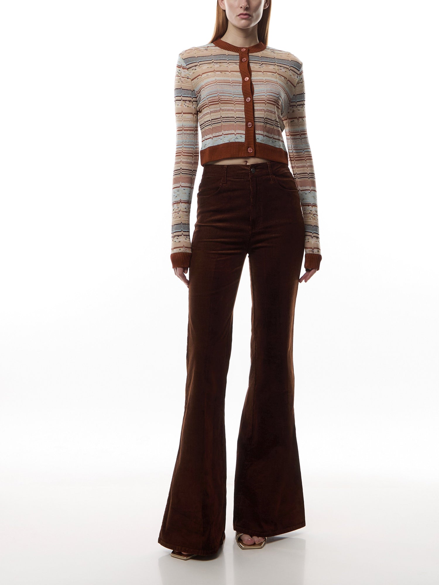 Tonal Chevron Buttoned Cardigan