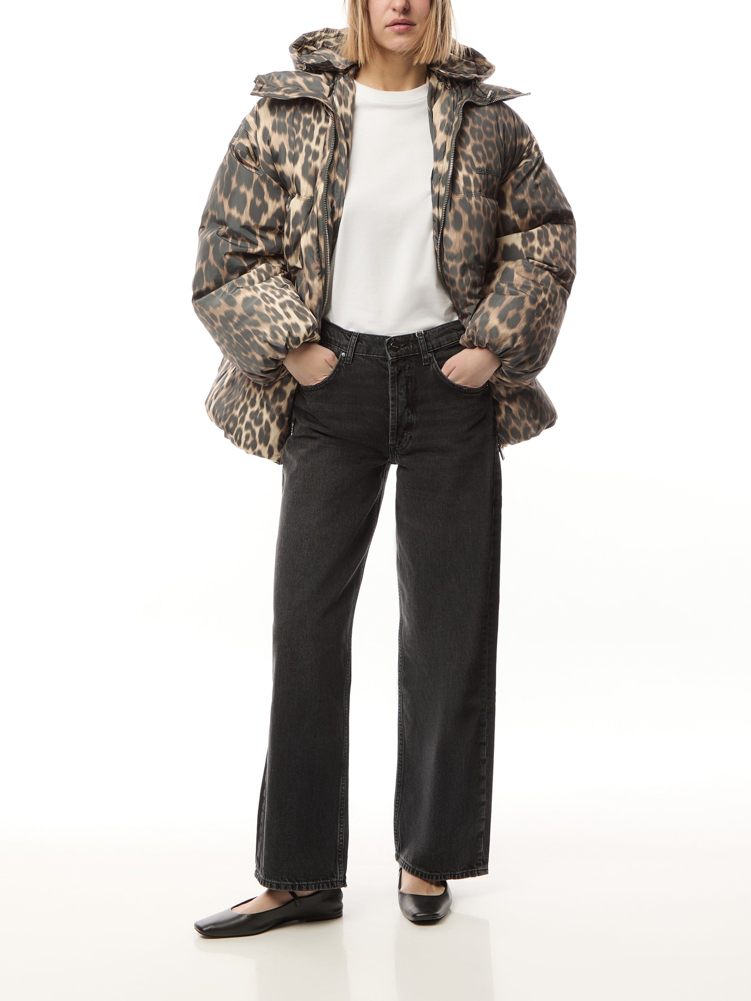 Leopard Midi Puffer Jacket