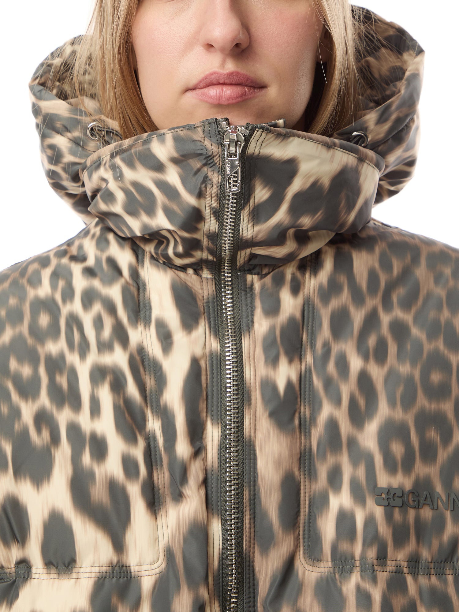 Leopard Midi Puffer Jacket