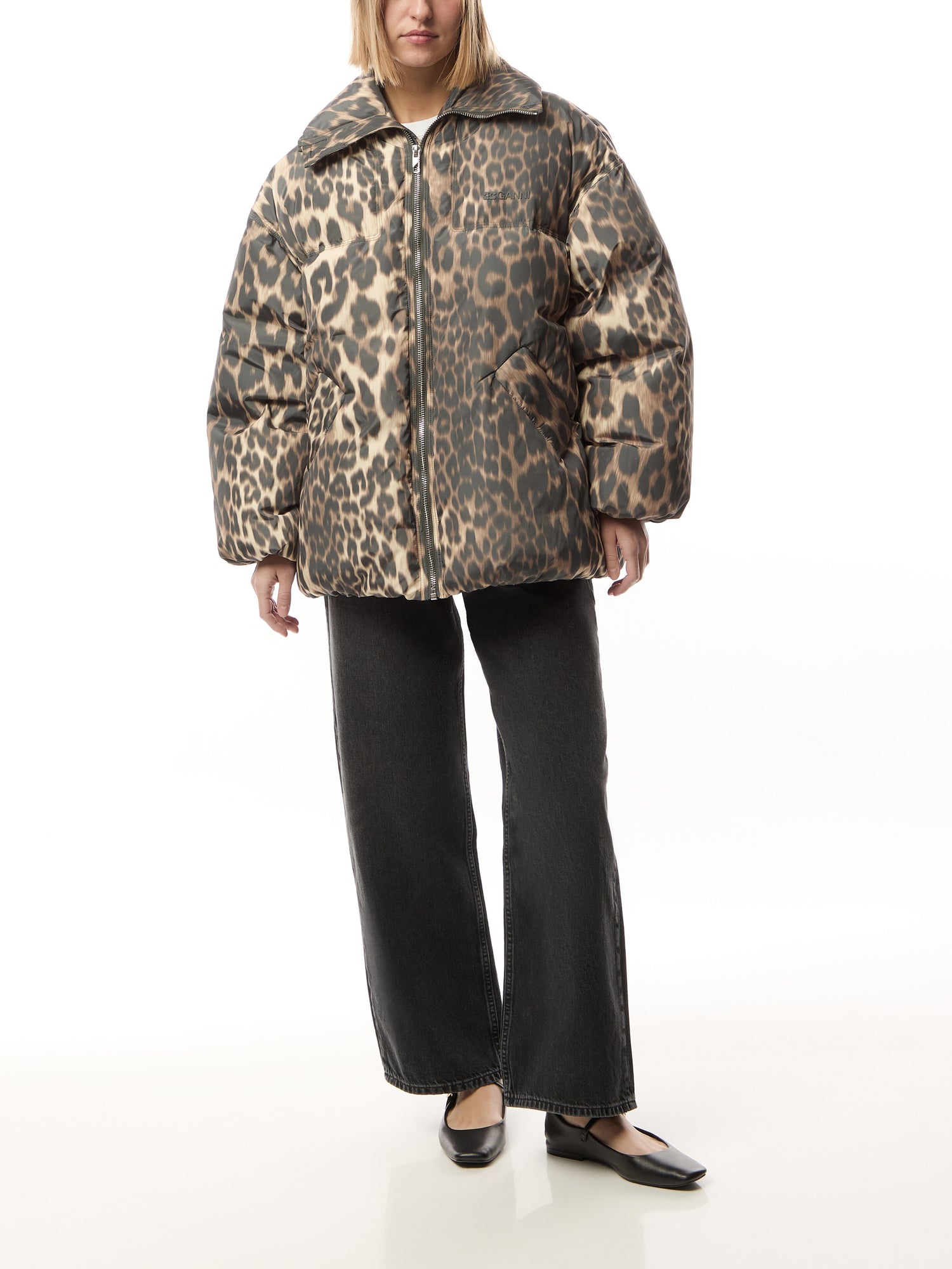 Leopard Midi Puffer Jacket