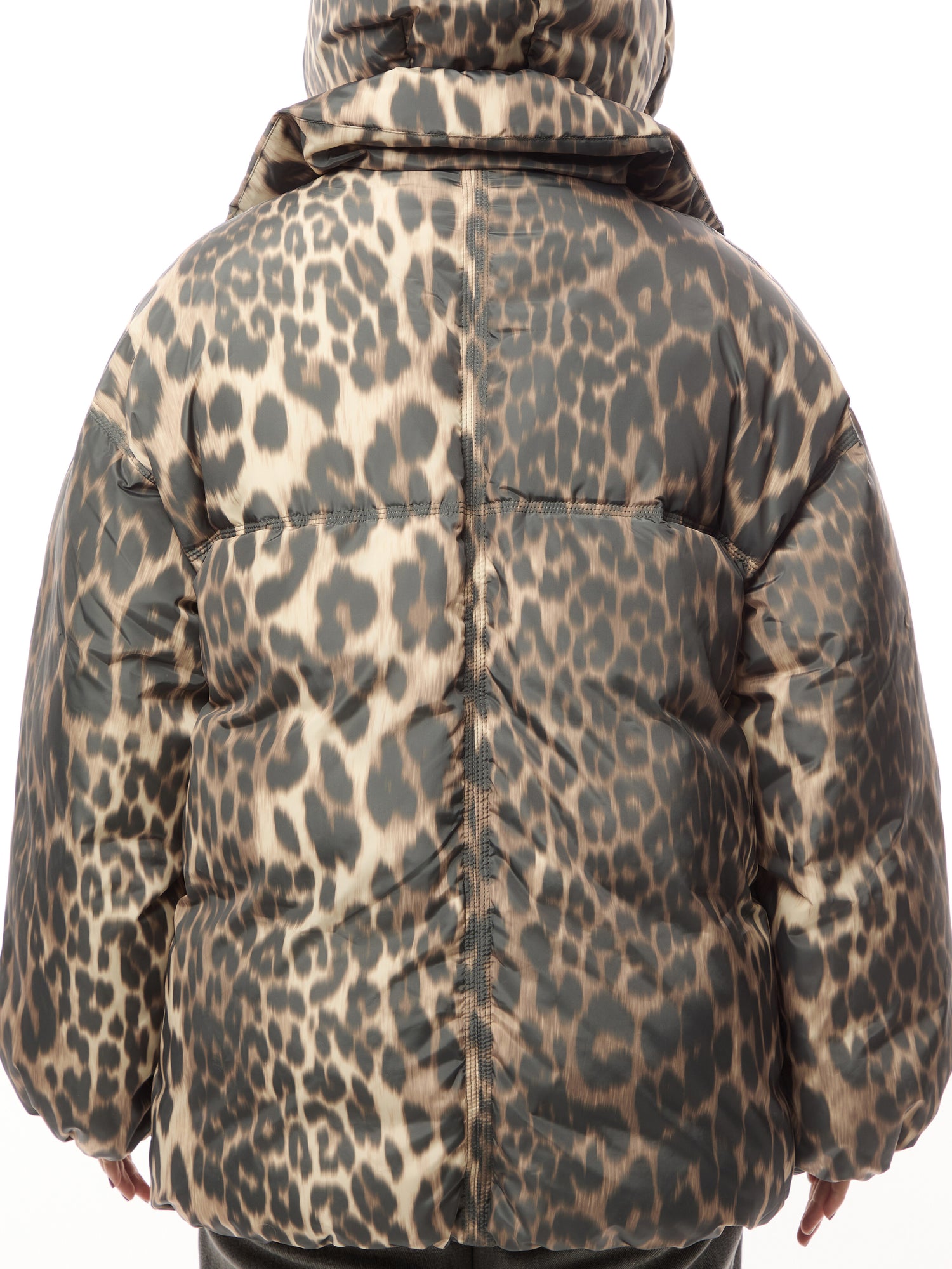 Leopard Midi Puffer Jacket