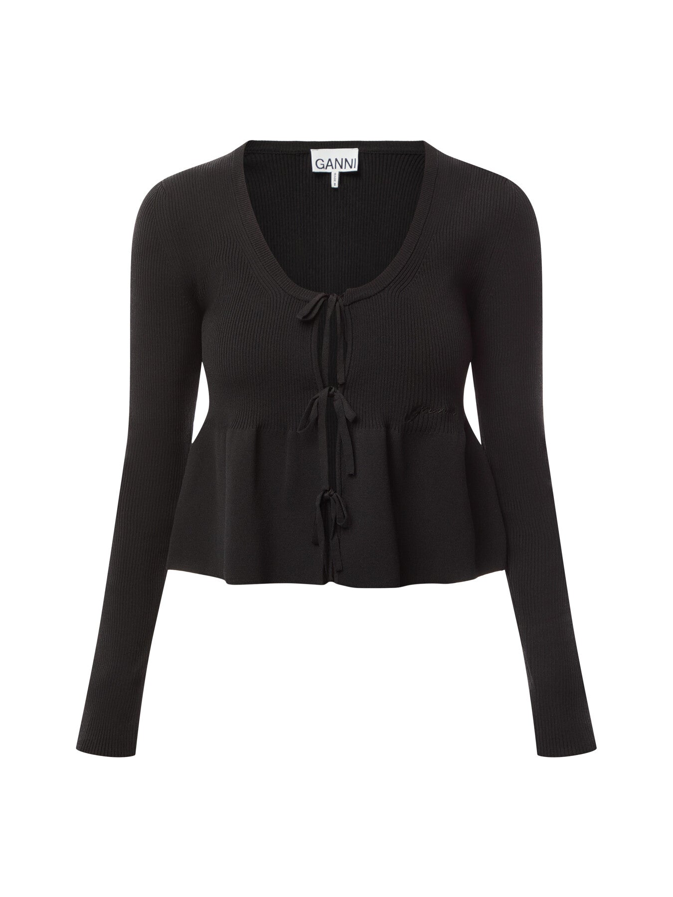 Melange Rib Knit Tie Cardigan