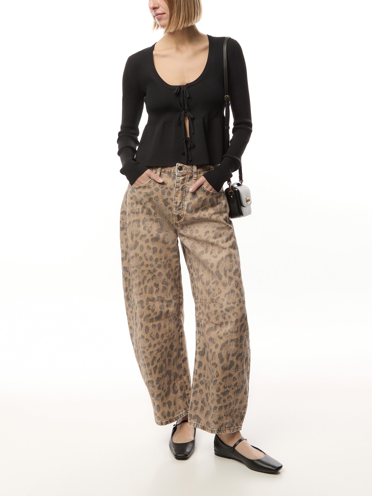 Melange Rib Knit Tie Cardigan