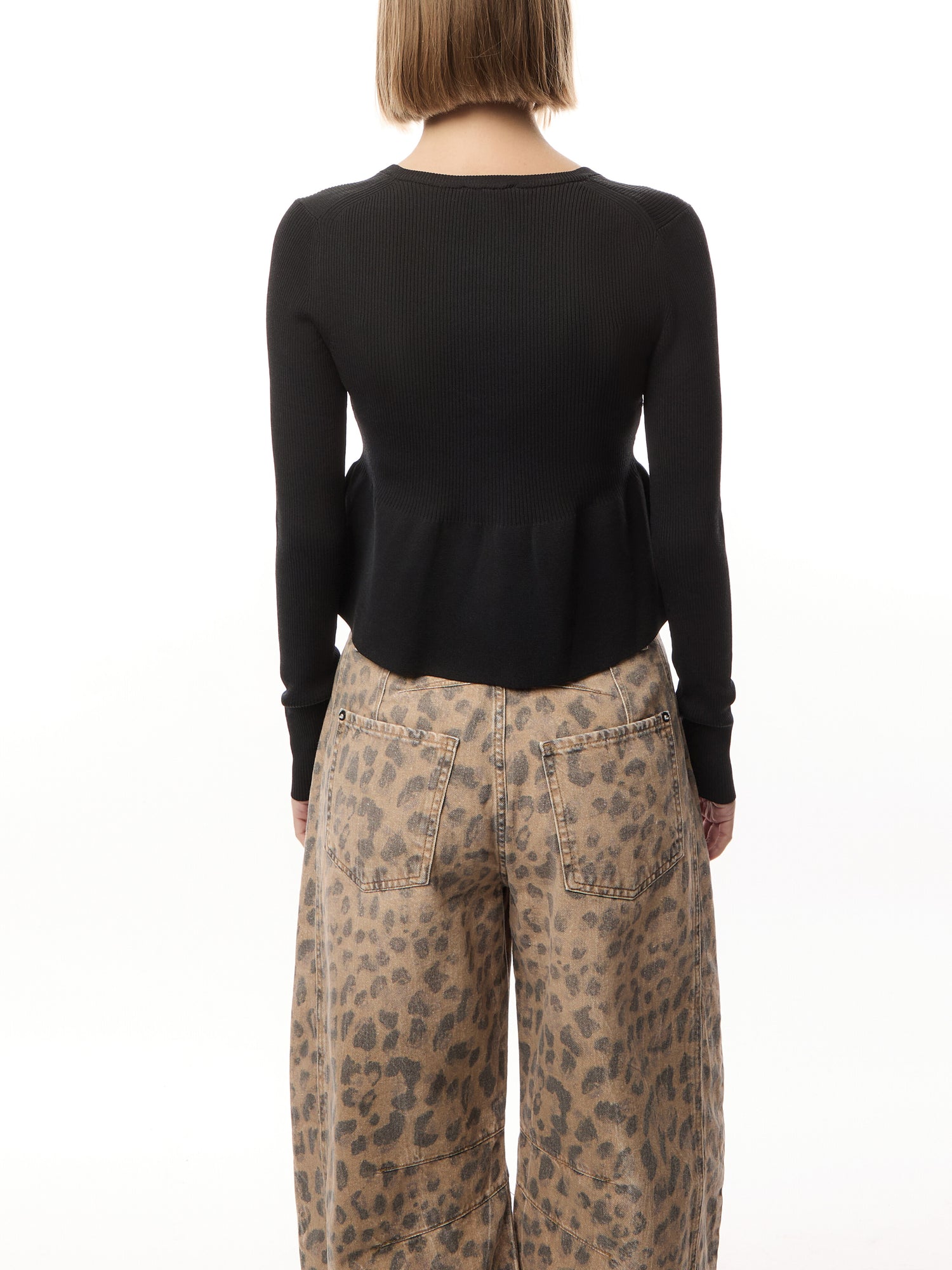 Melange Rib Knit Tie Cardigan