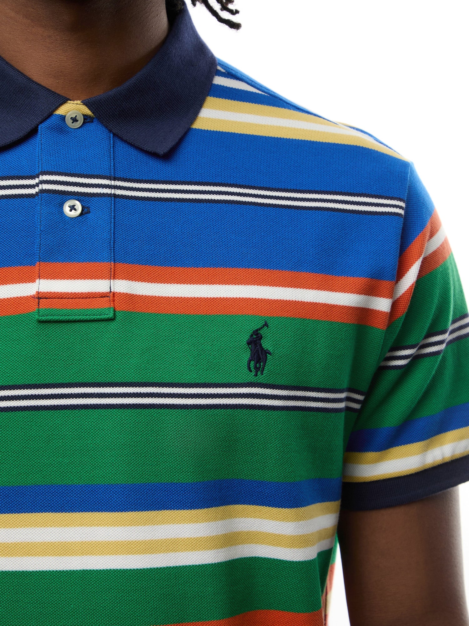 Custom Slim Fit Striped Mesh Polo Shirt