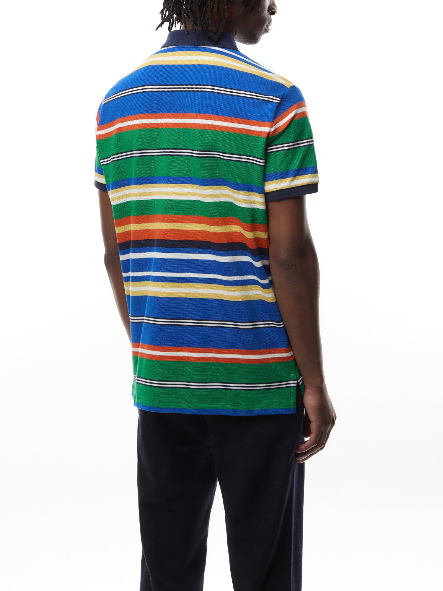 Custom Slim Fit Striped Mesh Polo Shirt