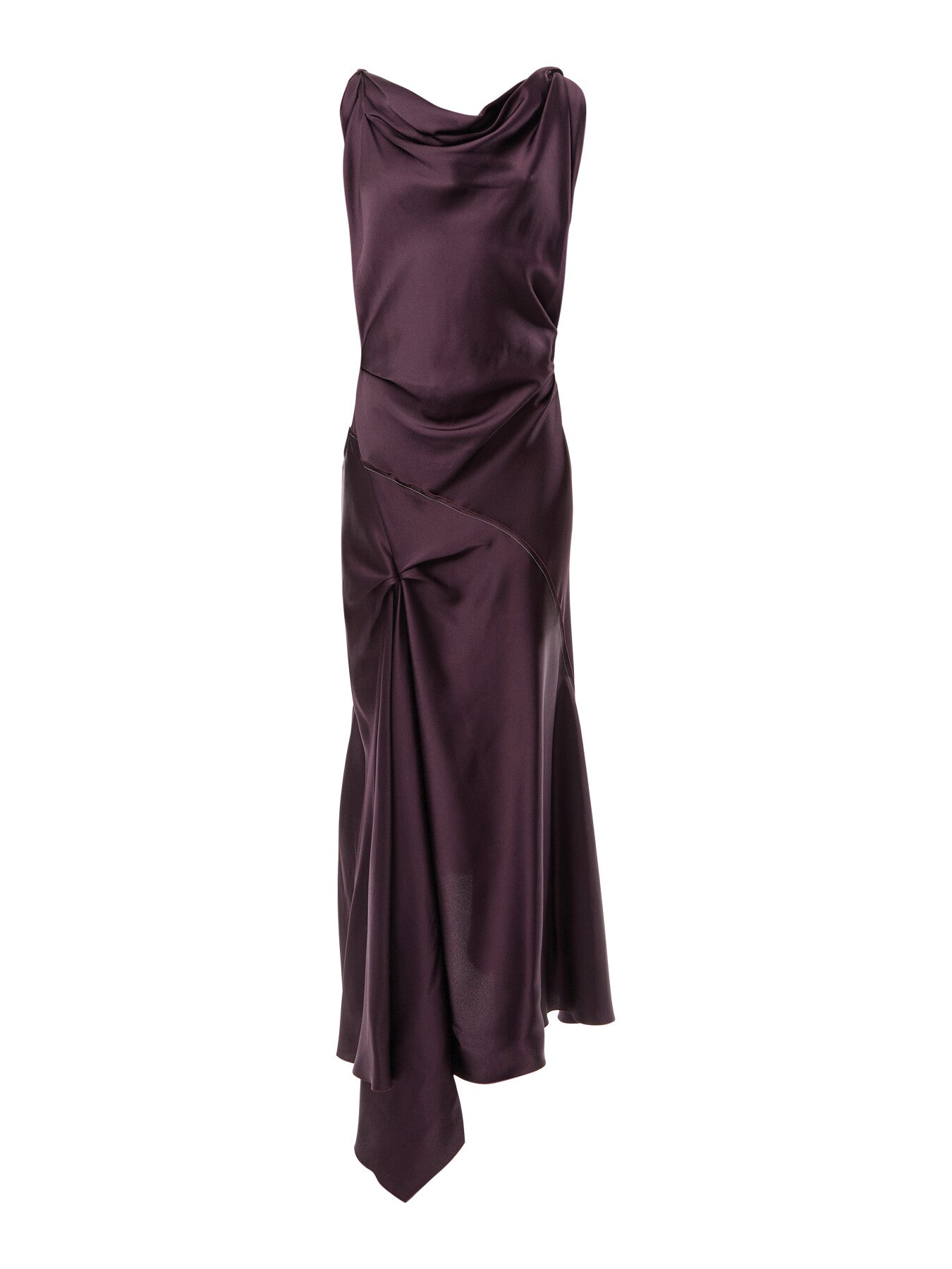 Asymmetric Draped Midi Dress