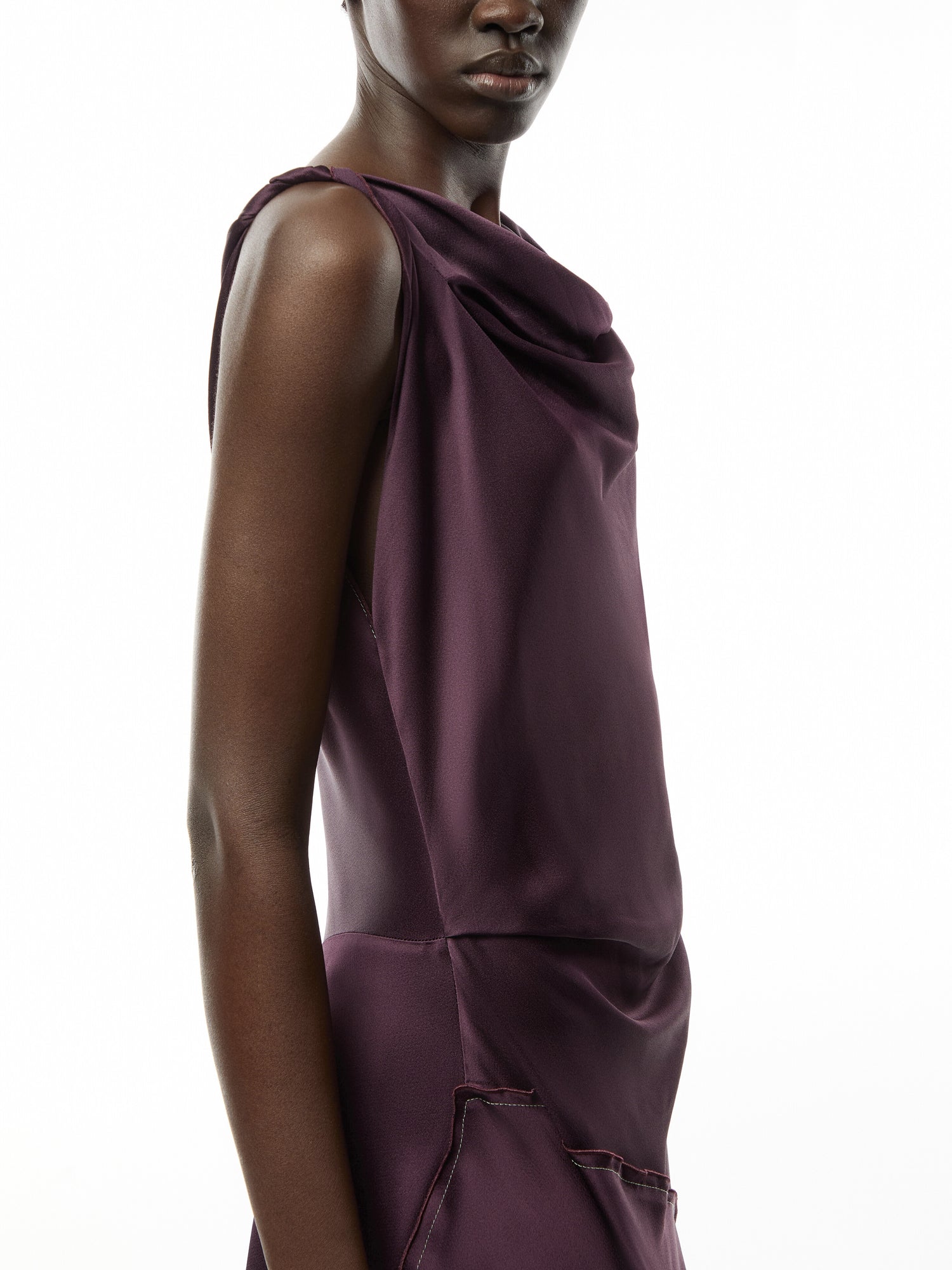 Asymmetric Draped Midi Dress