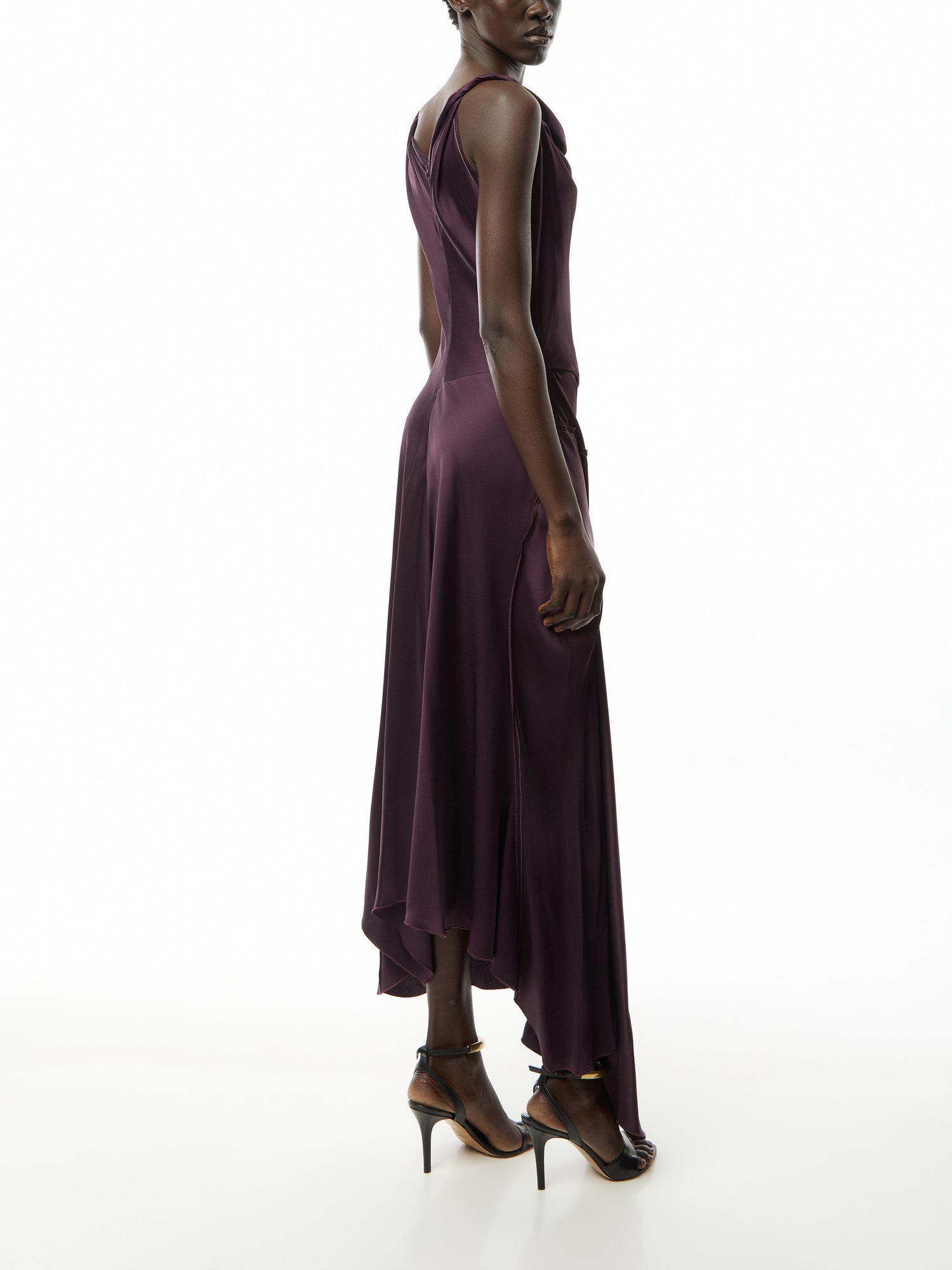Asymmetric Draped Midi Dress