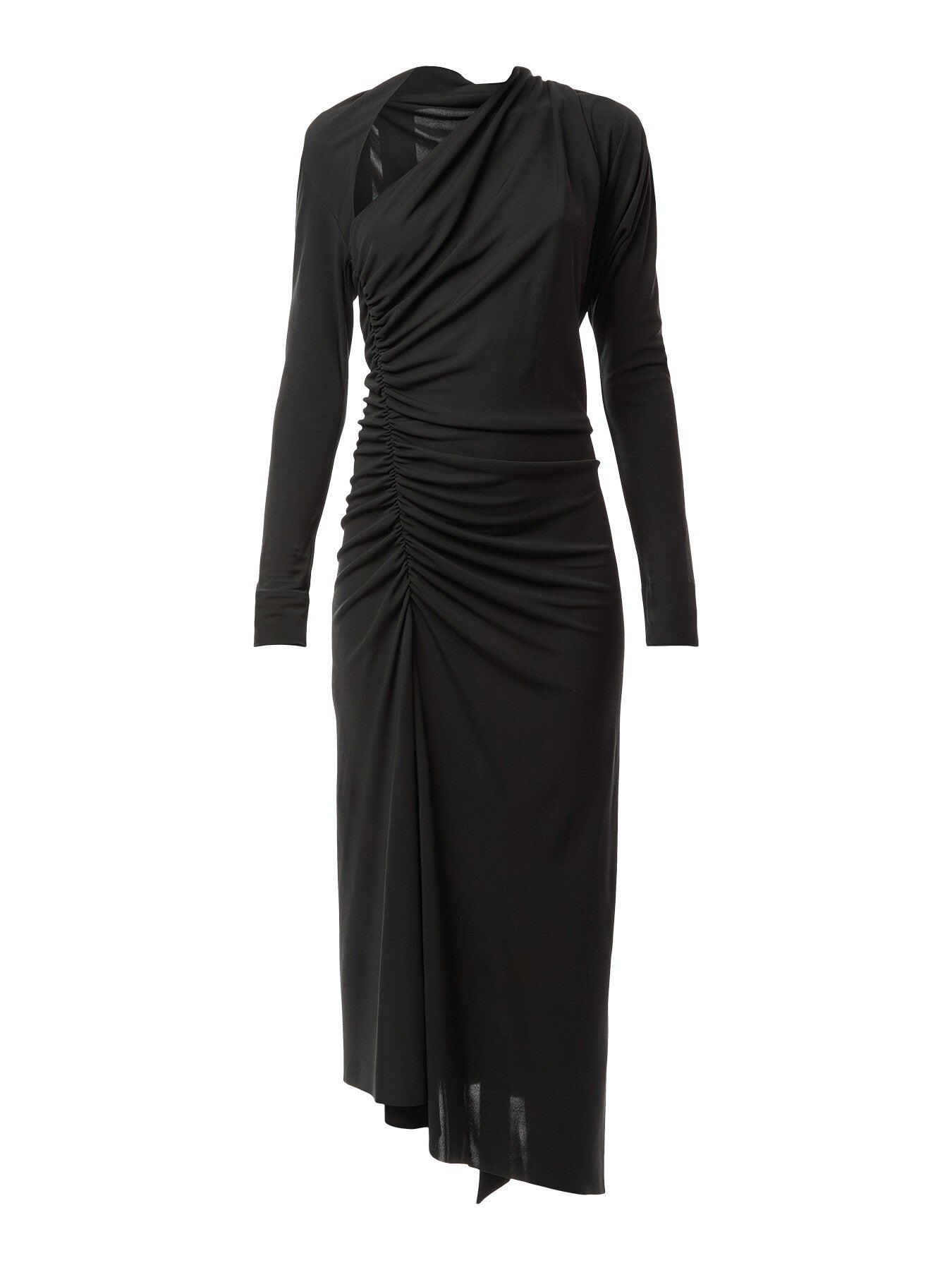 Slash Neck Ruched Midi Dress
