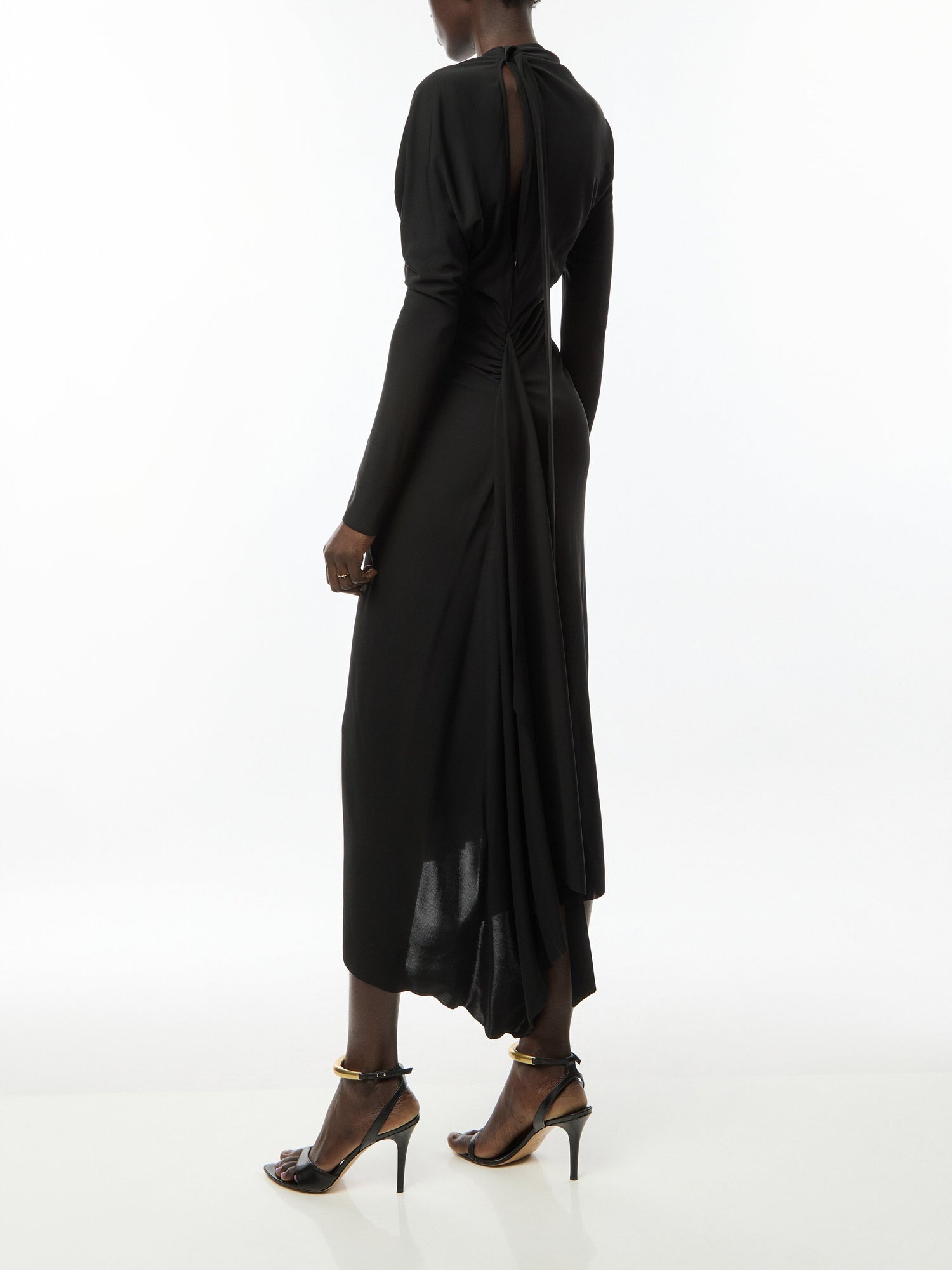 Slash Neck Ruched Midi Dress