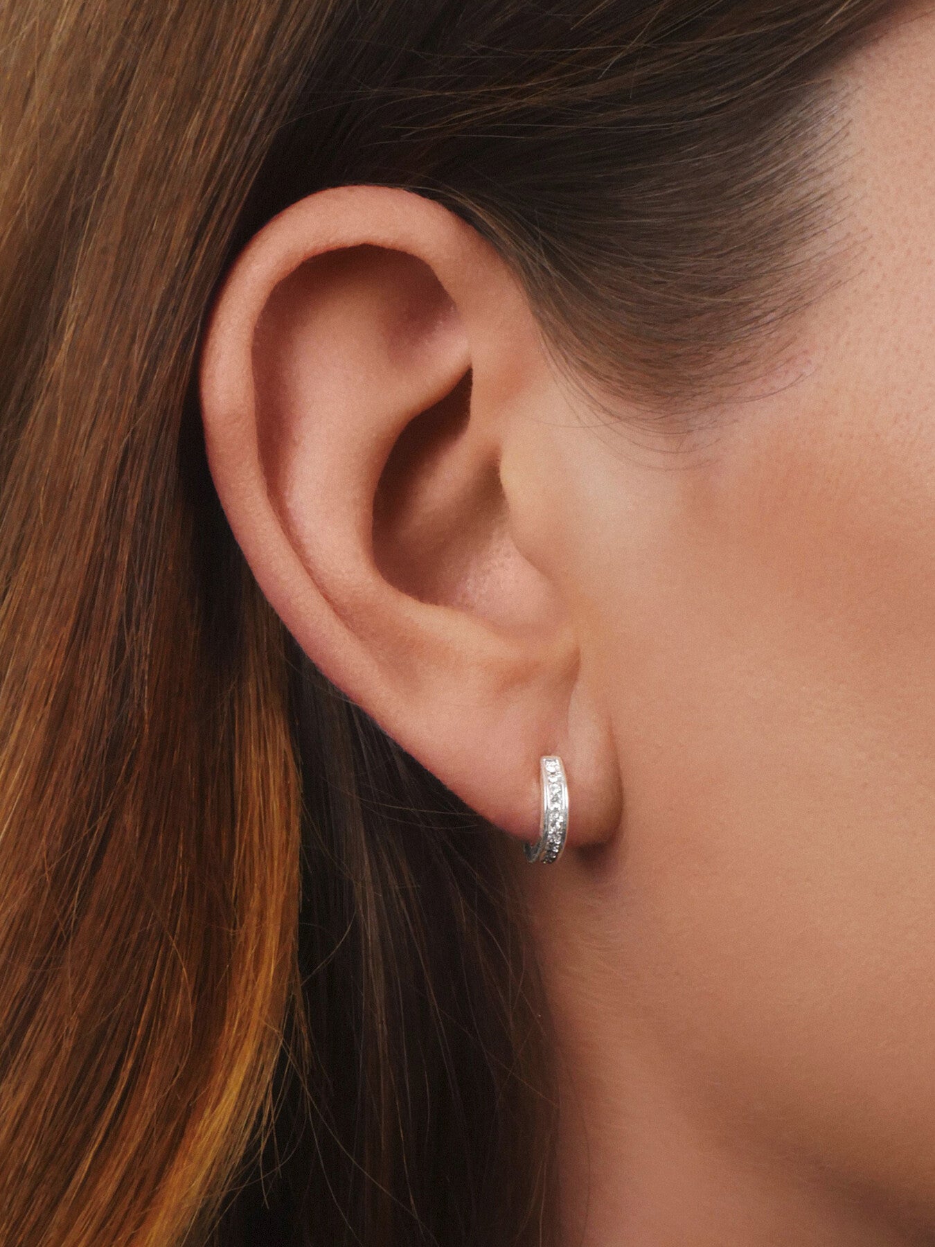 Sterling Silver Cubic Zirconia Huggie Hoops