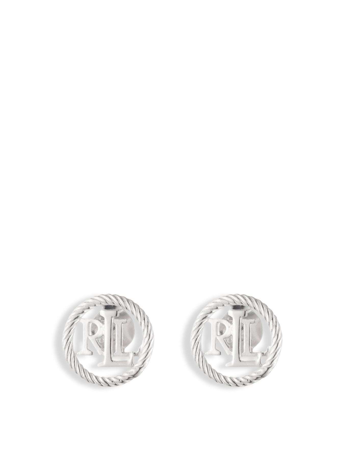 Sterling Silver Rope Logo Stud Earrings