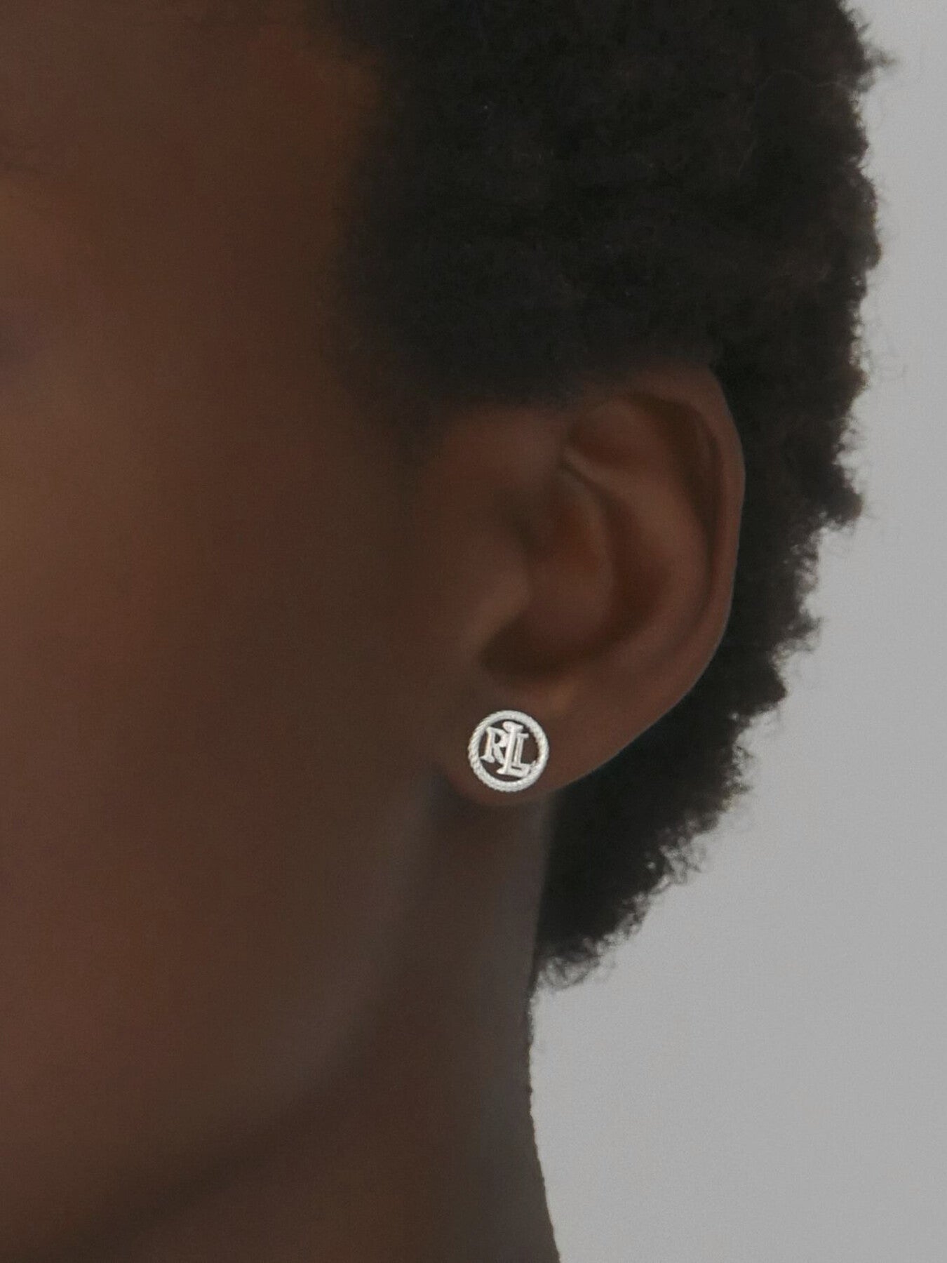 Sterling Silver Rope Logo Stud Earrings