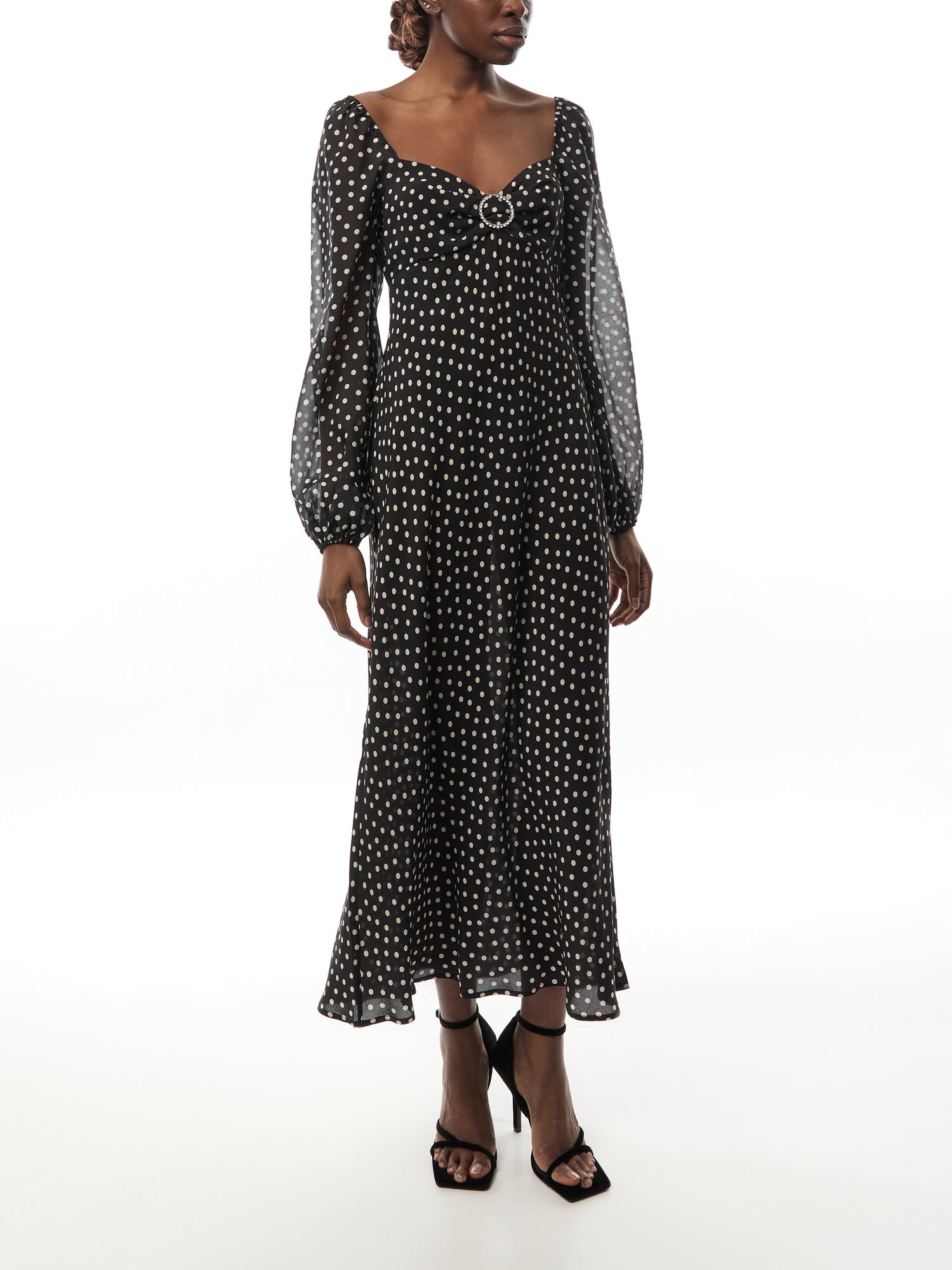 Ivy Polka-dot Pattern Crepe Midi Dress
