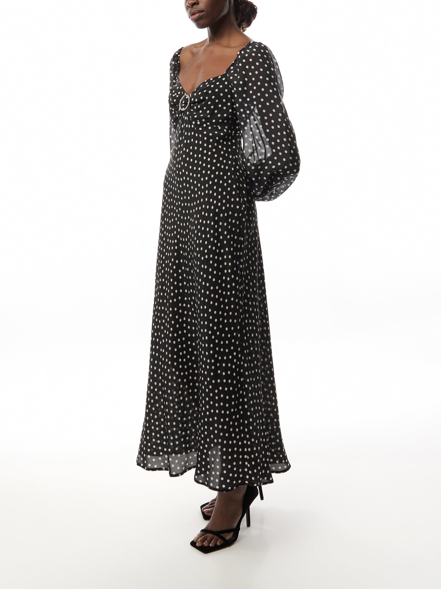 Ivy Polka-dot Pattern Crepe Midi Dress