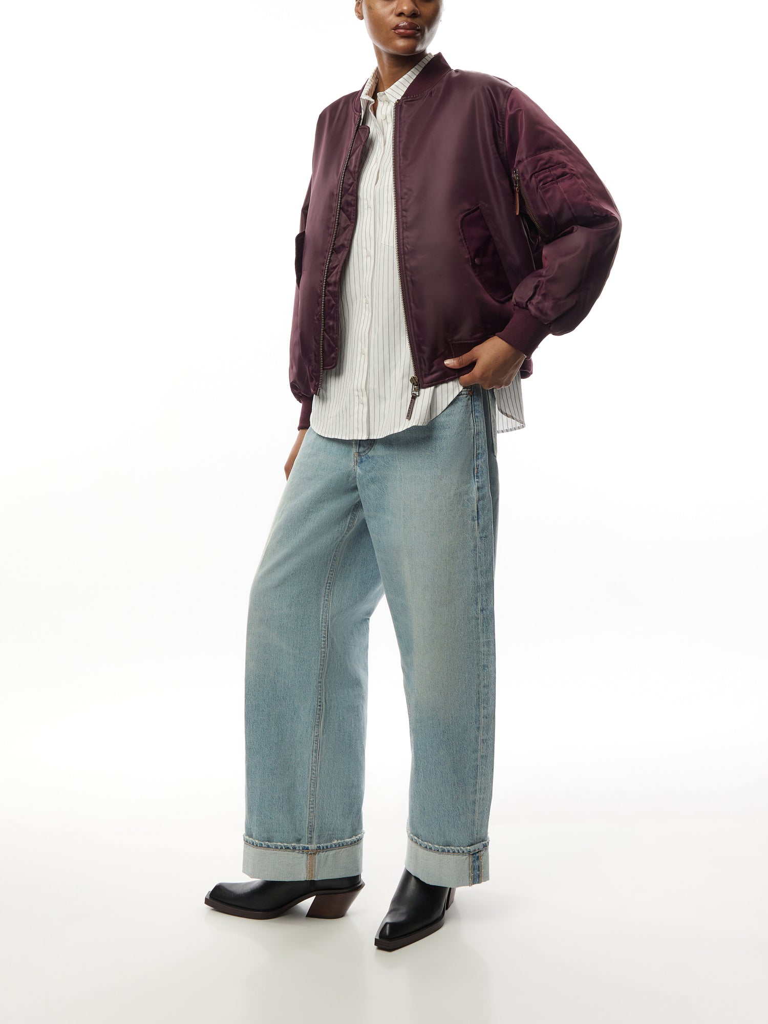 Braxton Shirt - White And Bordeaux Monogram Stripe