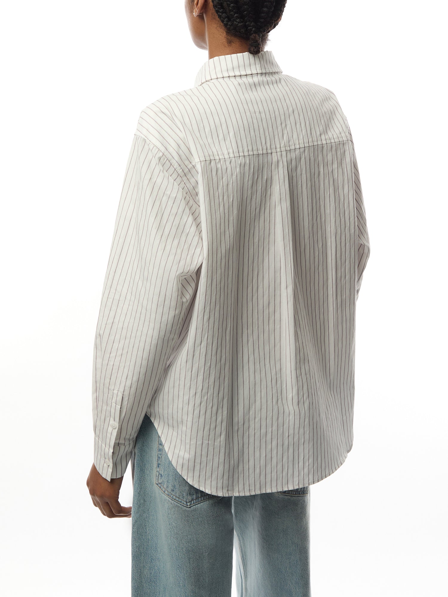 Braxton Shirt - White And Bordeaux Monogram Stripe