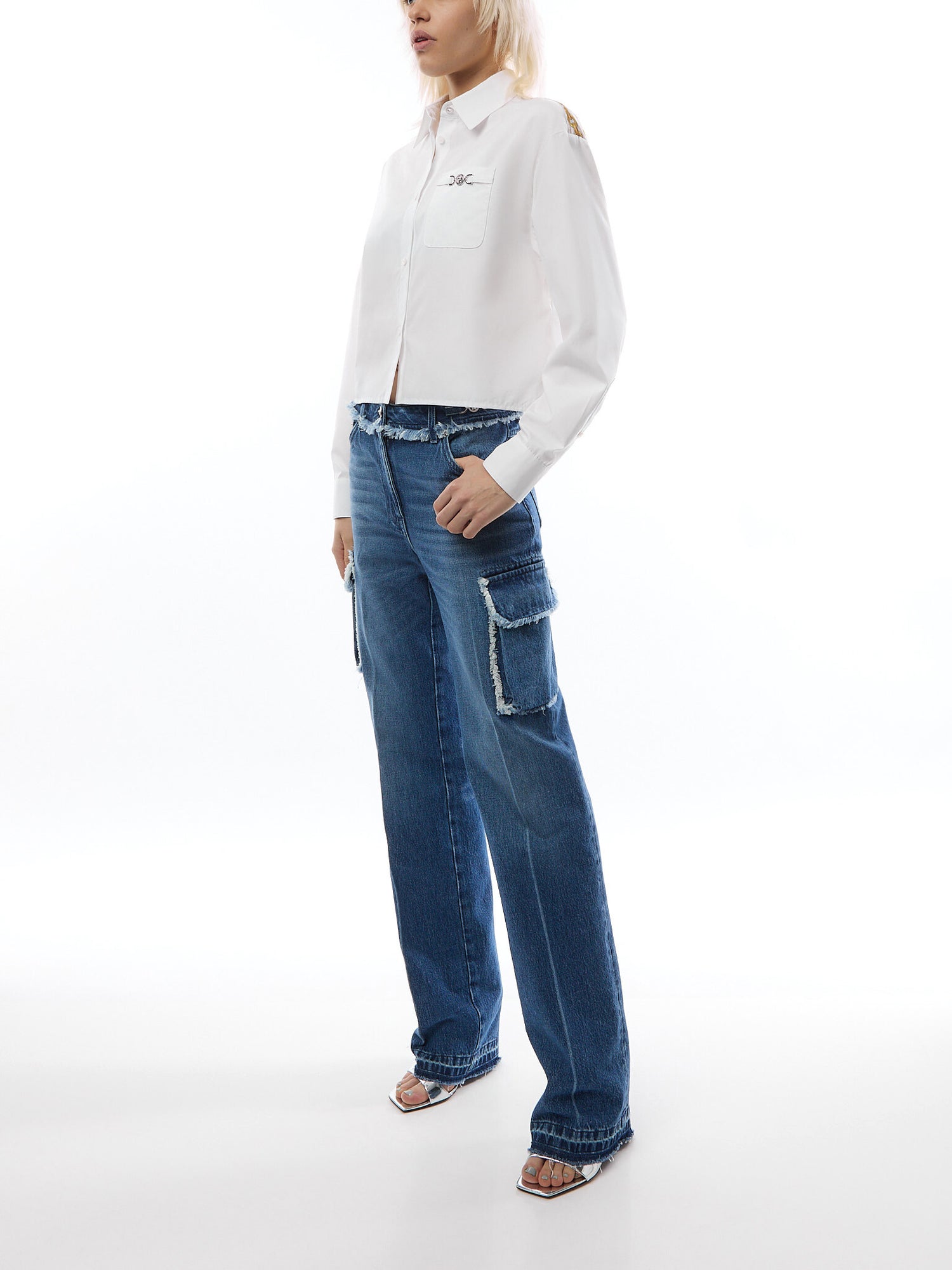 Chain Stripes Crop Boxy Shirt