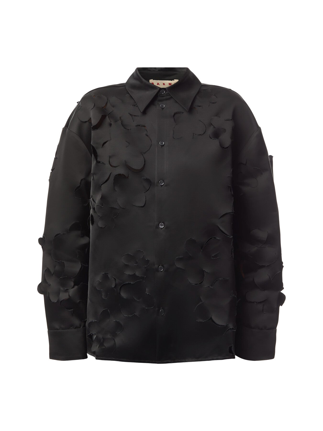 Black duchess satin shirt with cut out detail