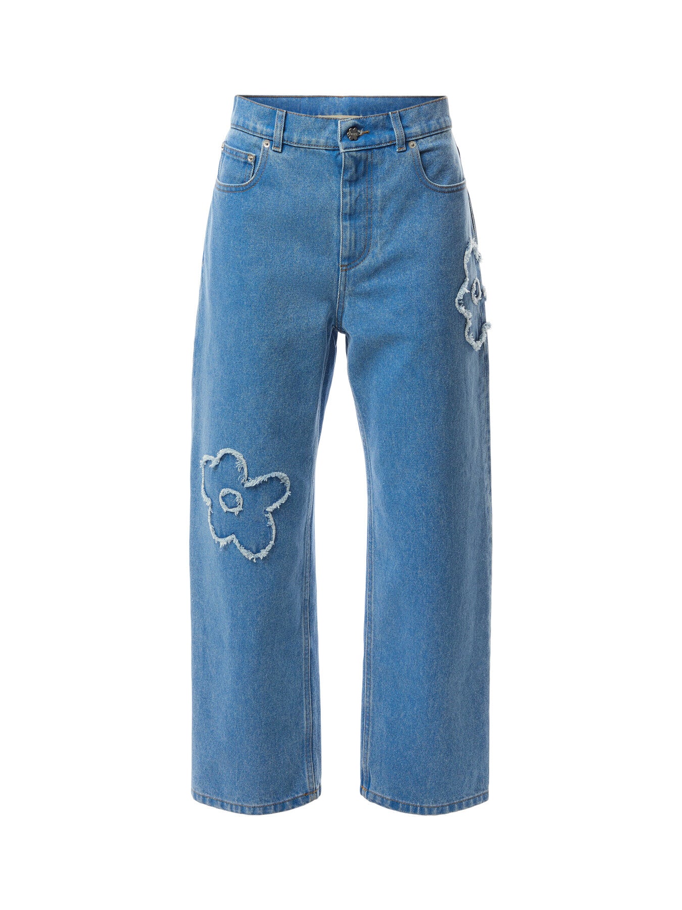 Marni Denim Boyfriend Jeans with Floral Embroidery