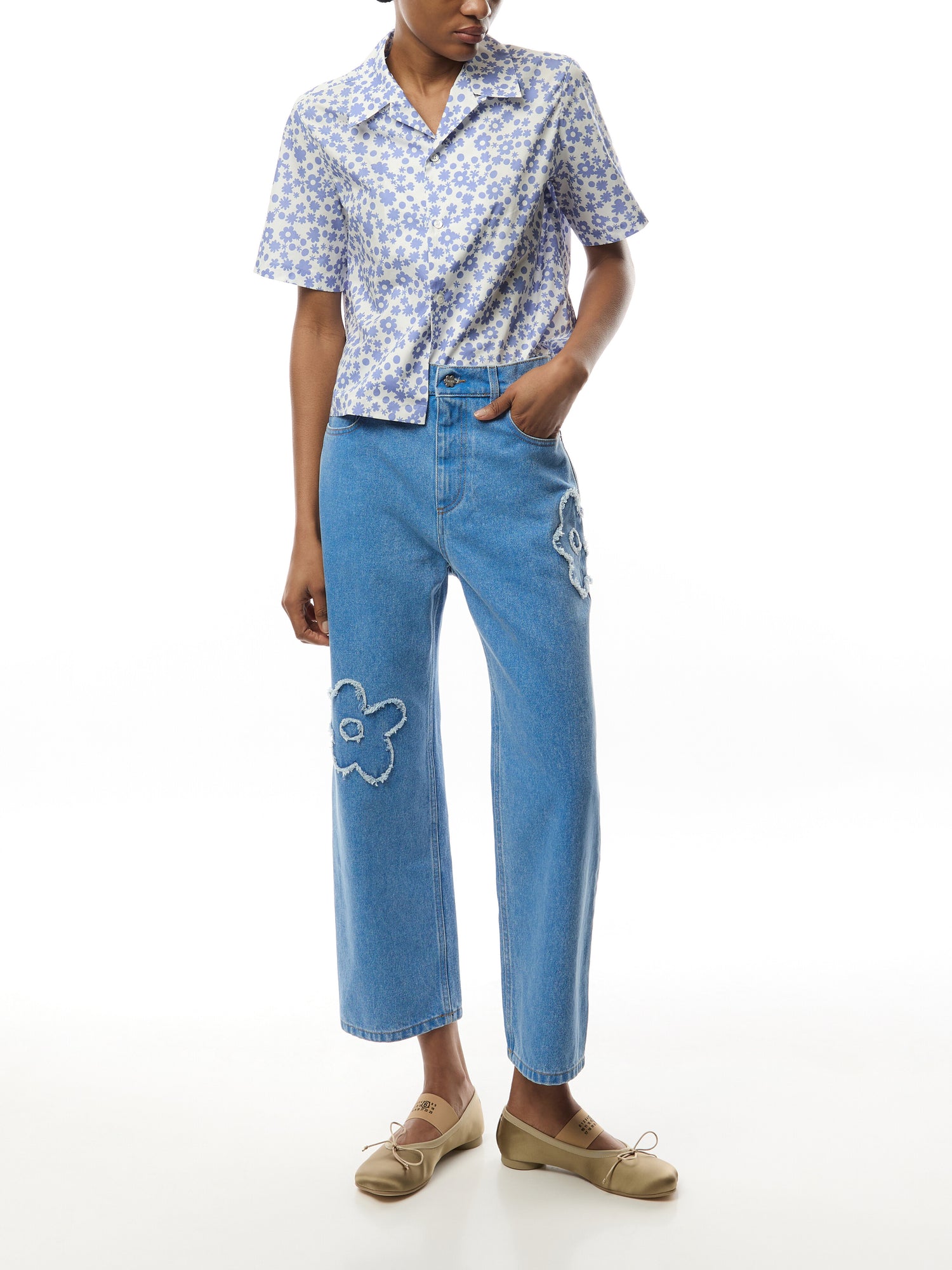 Marni Denim Boyfriend Jeans with Floral Embroidery