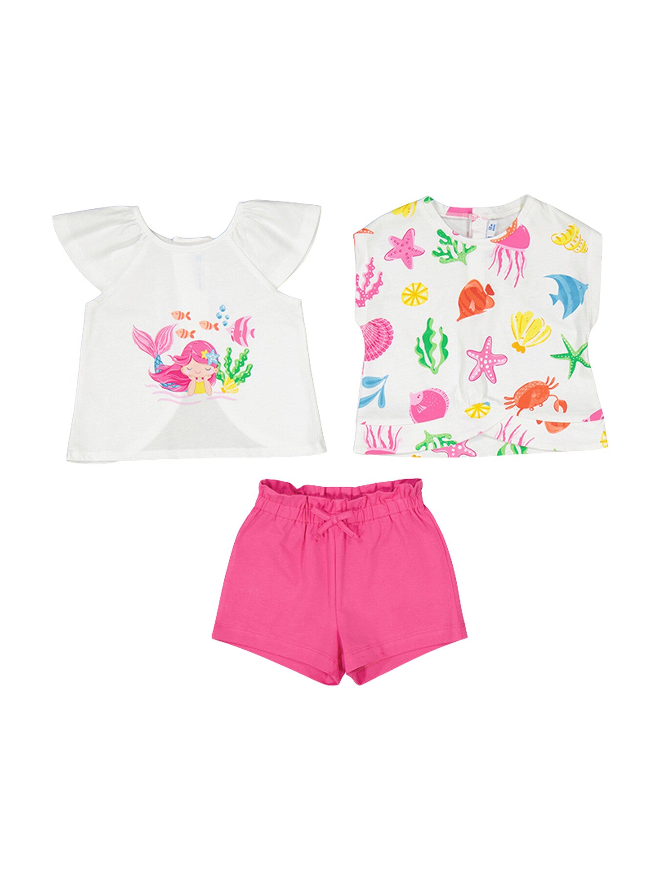 Mermaid Shell Shorts with 2 T-Shirts Set