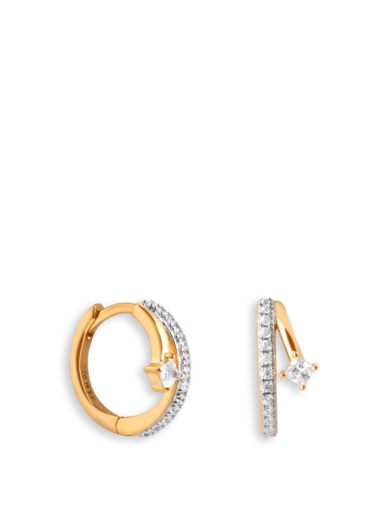 Pavé Crystal Illusion Huggies in Gold