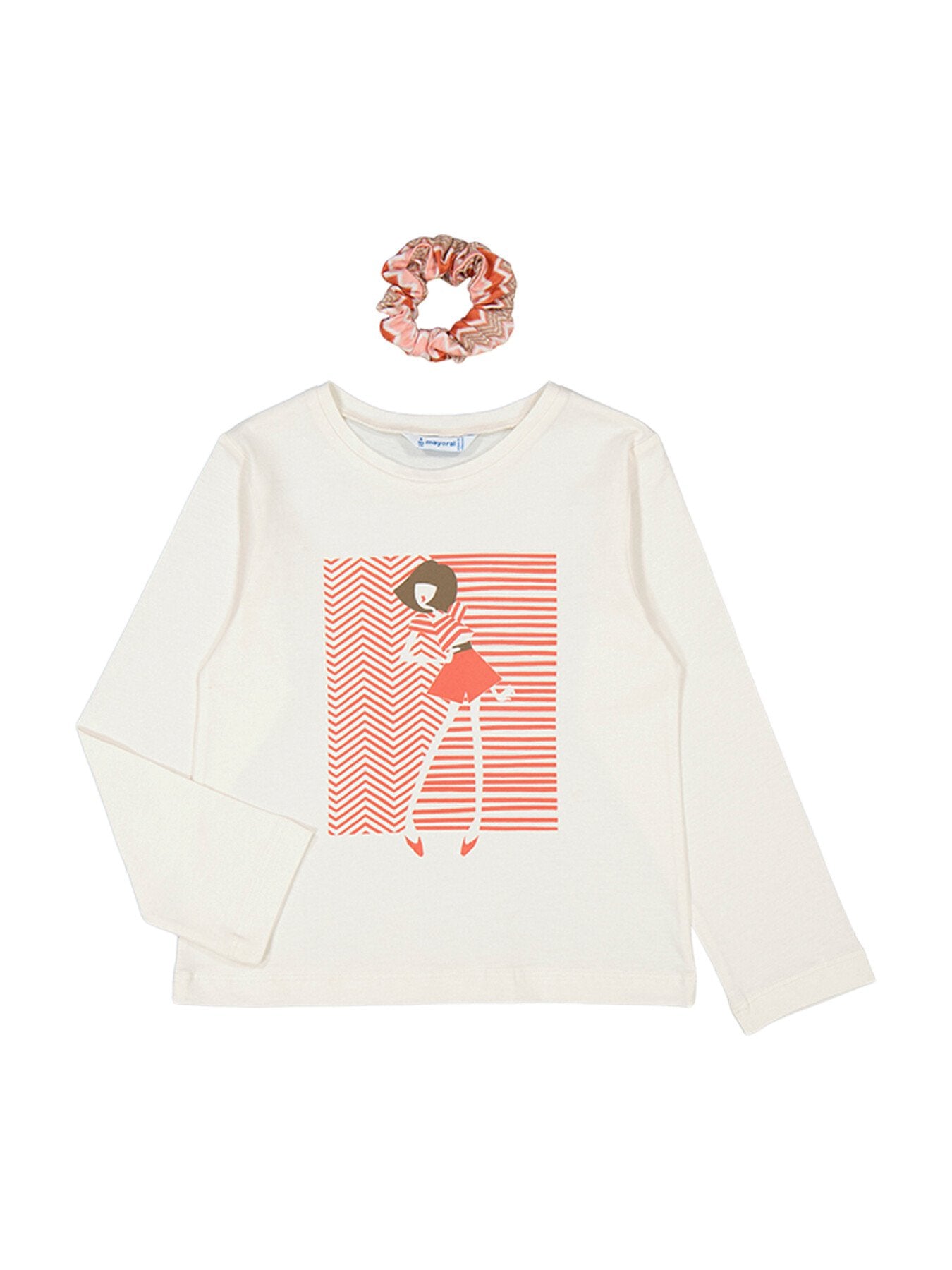Long Sleeved Girl T-shirt and Hair Tie